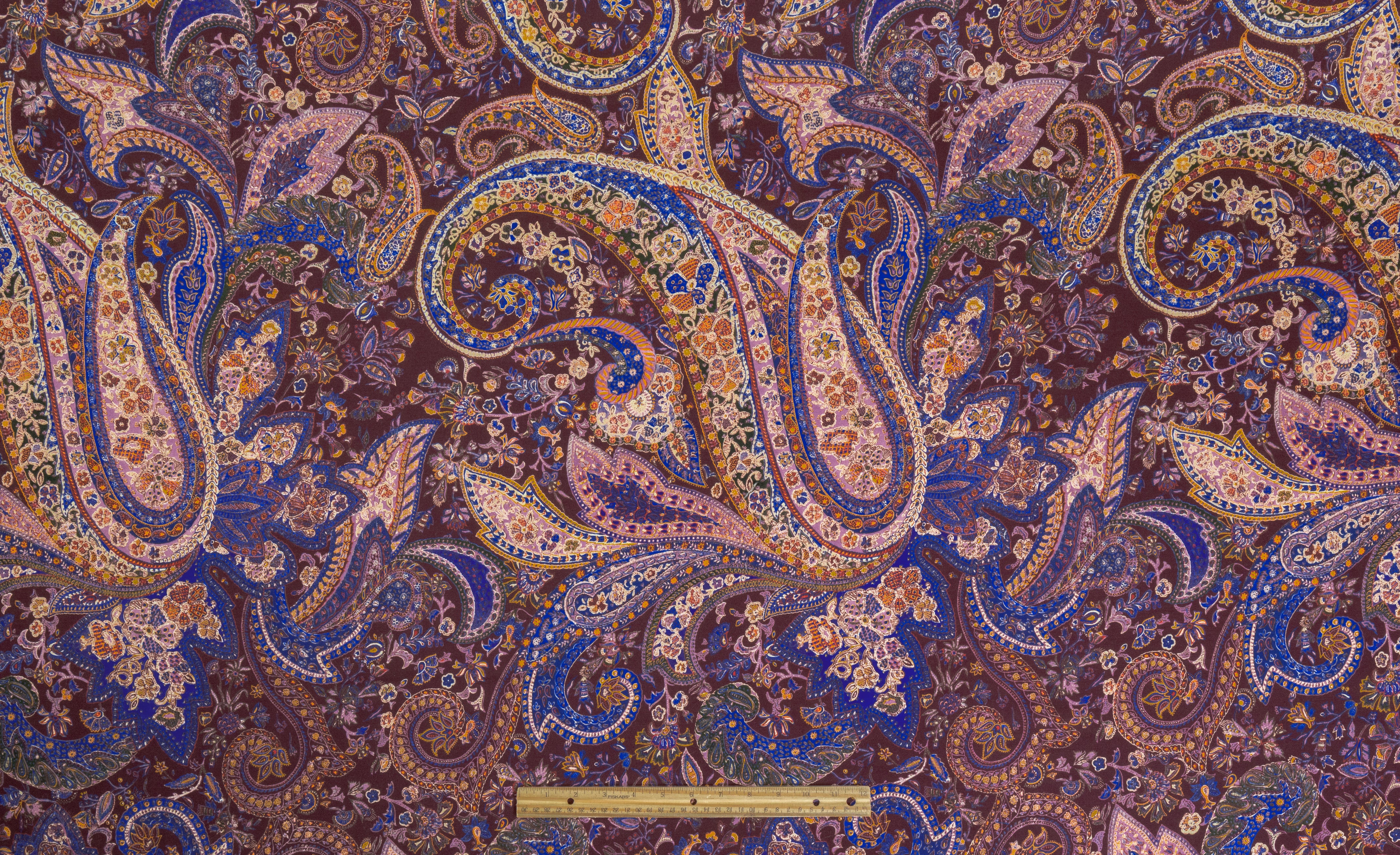 Paisley Printed Italian Wool - Burgundy / Multicolor