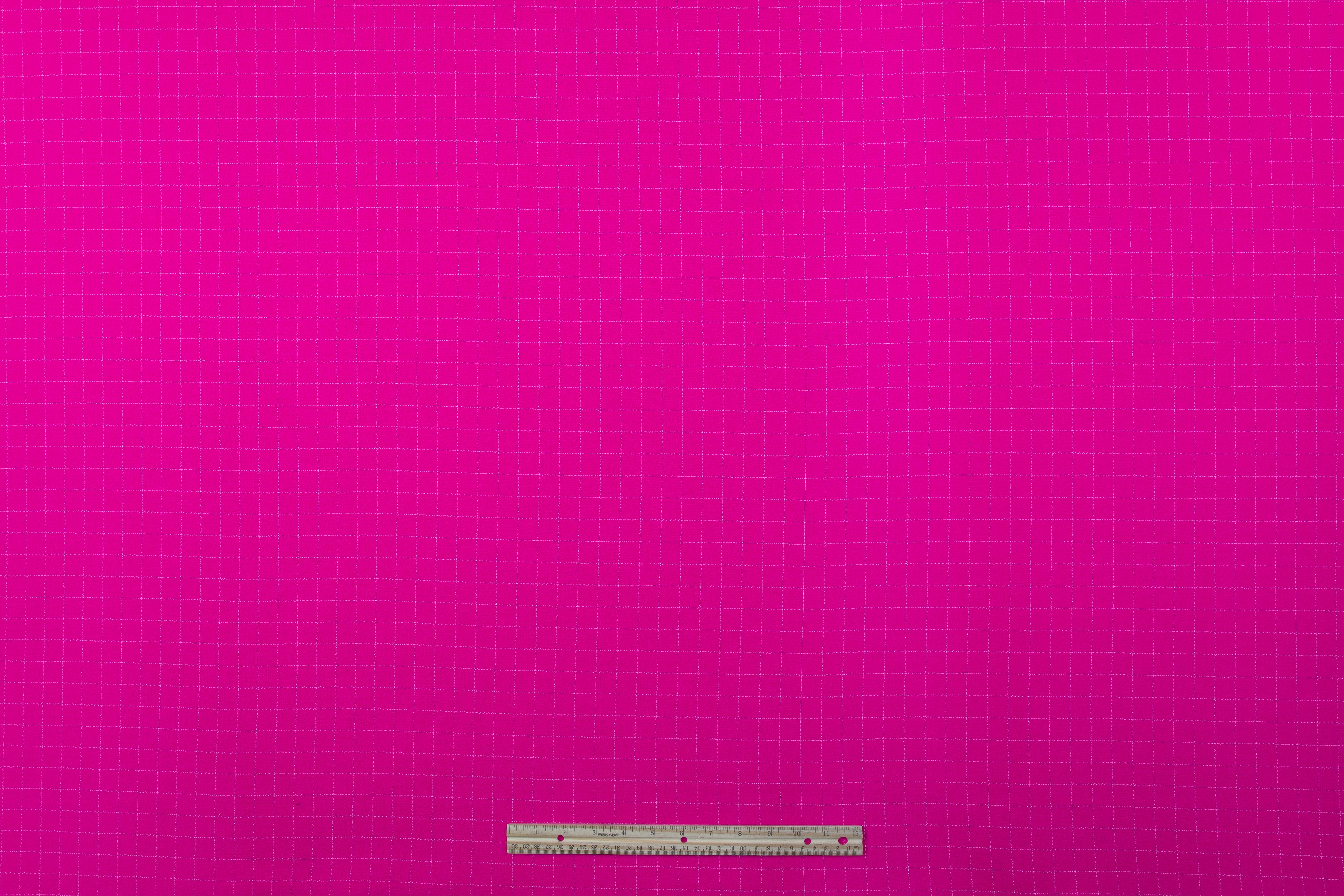 Checked Italian Double Wool Crepe - Magenta