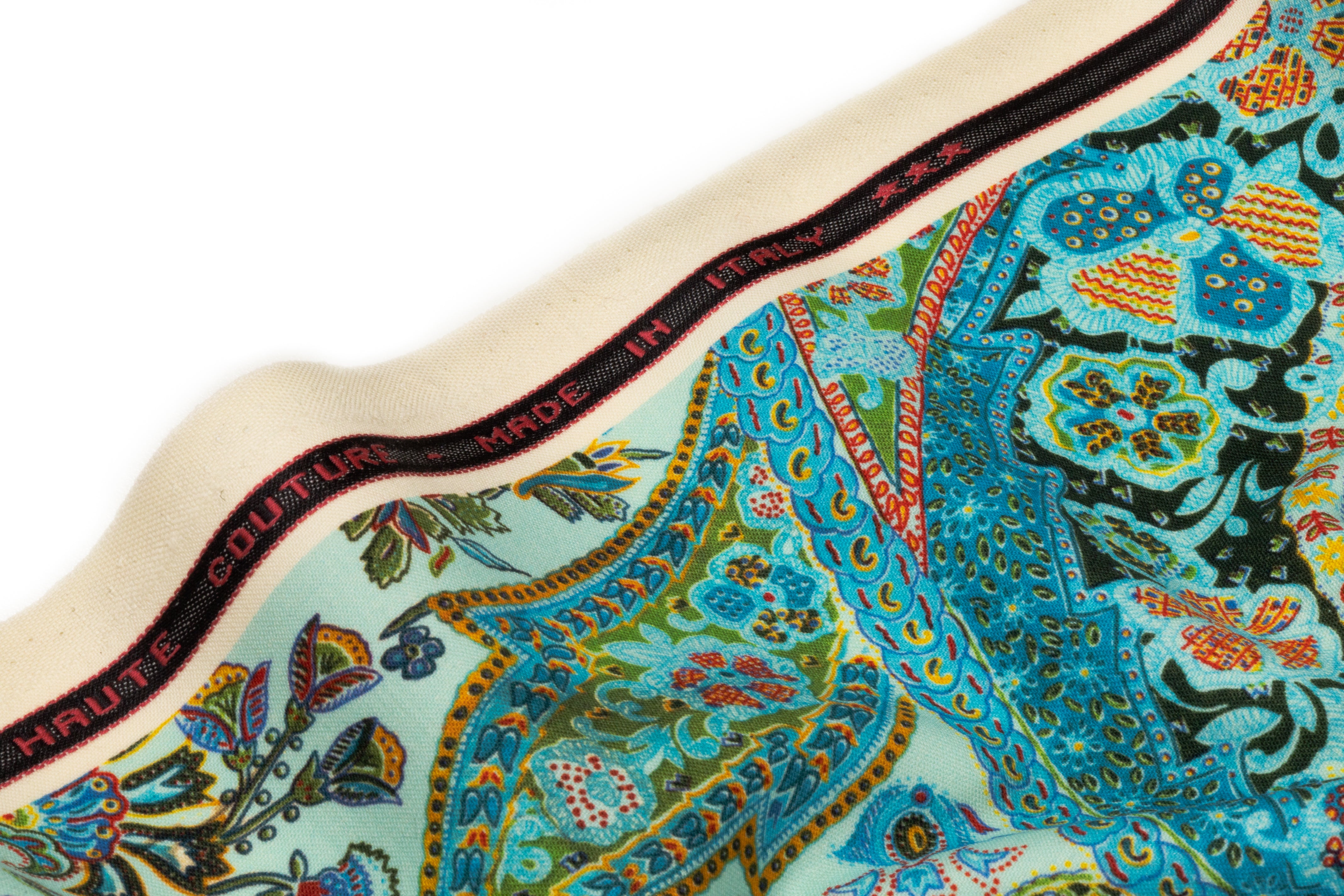 Paisley Printed Italian Wool - Blue / Multicolor