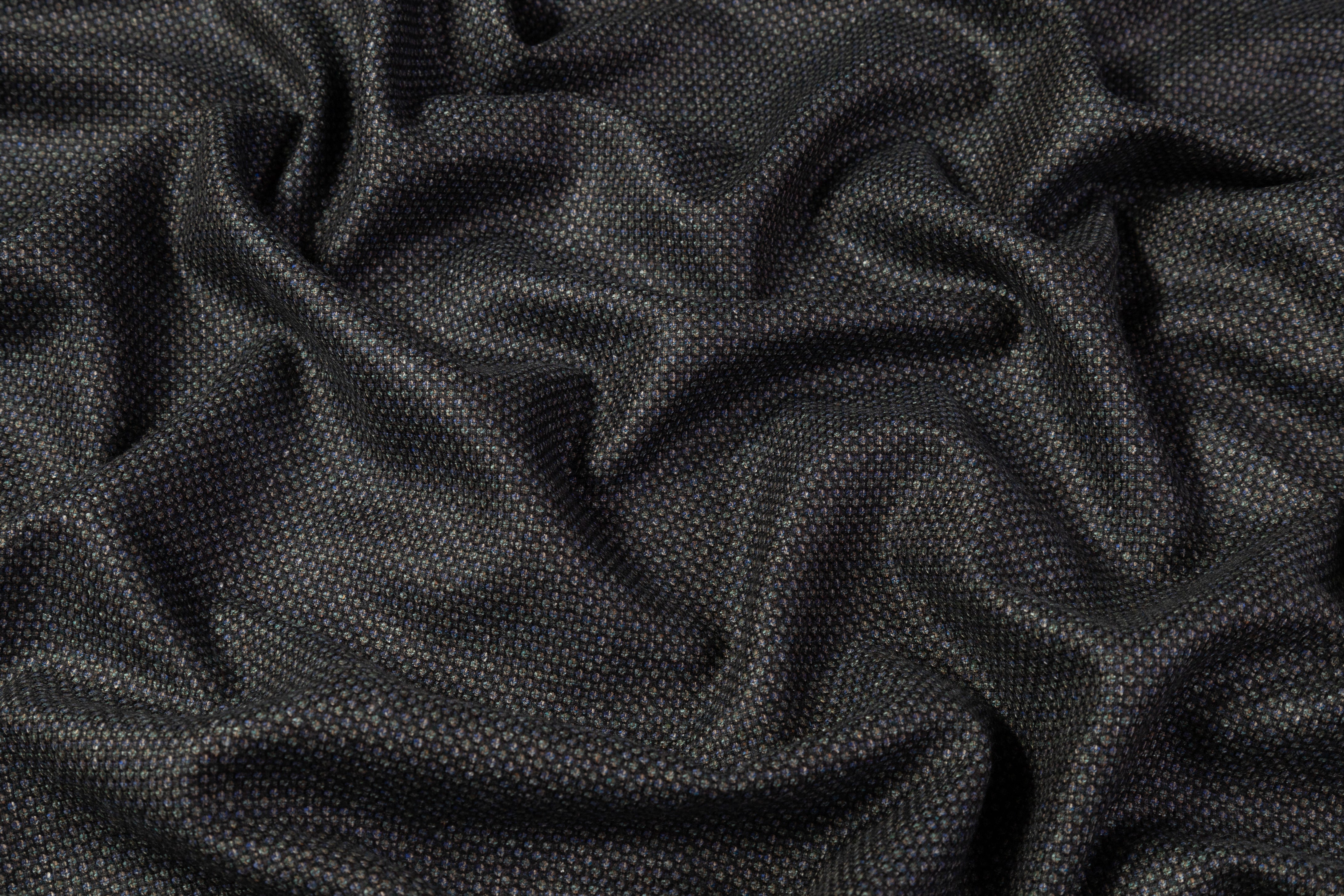 Birdseye Italian Wool Suiting - Green / Blue