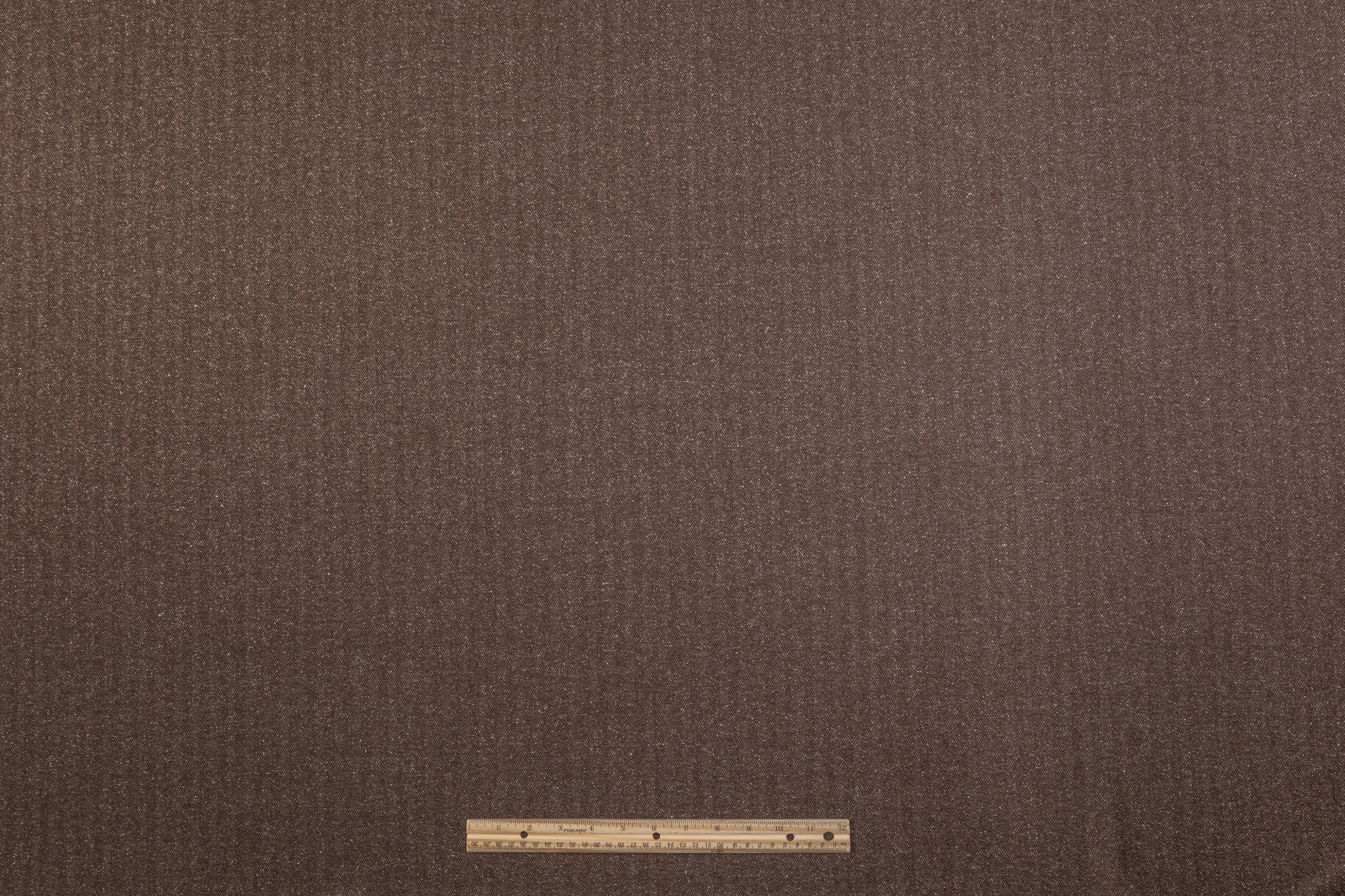 Herringbone Italian Wool Suiting - Brown