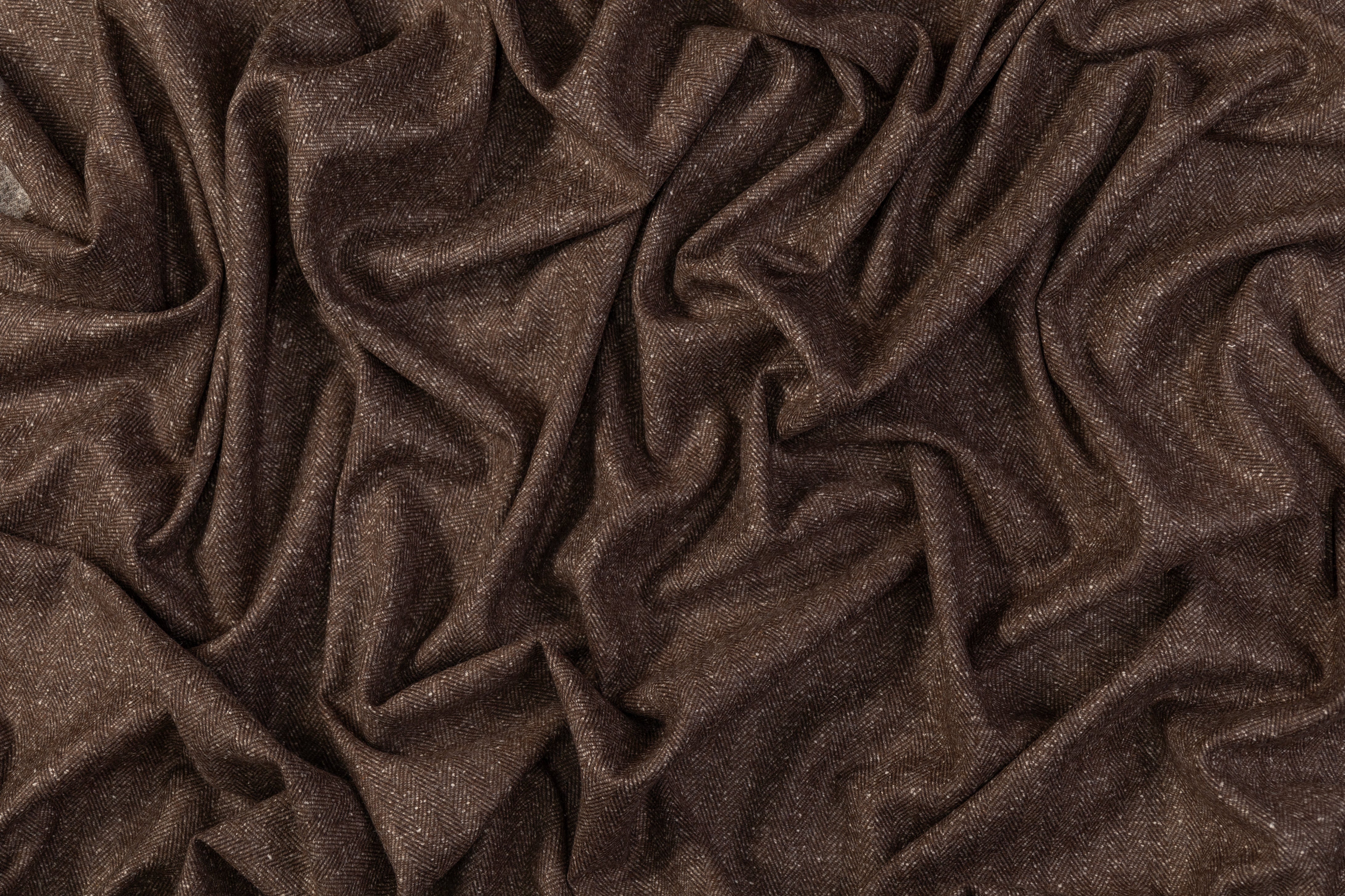 Herringbone Italian Wool Suiting - Brown