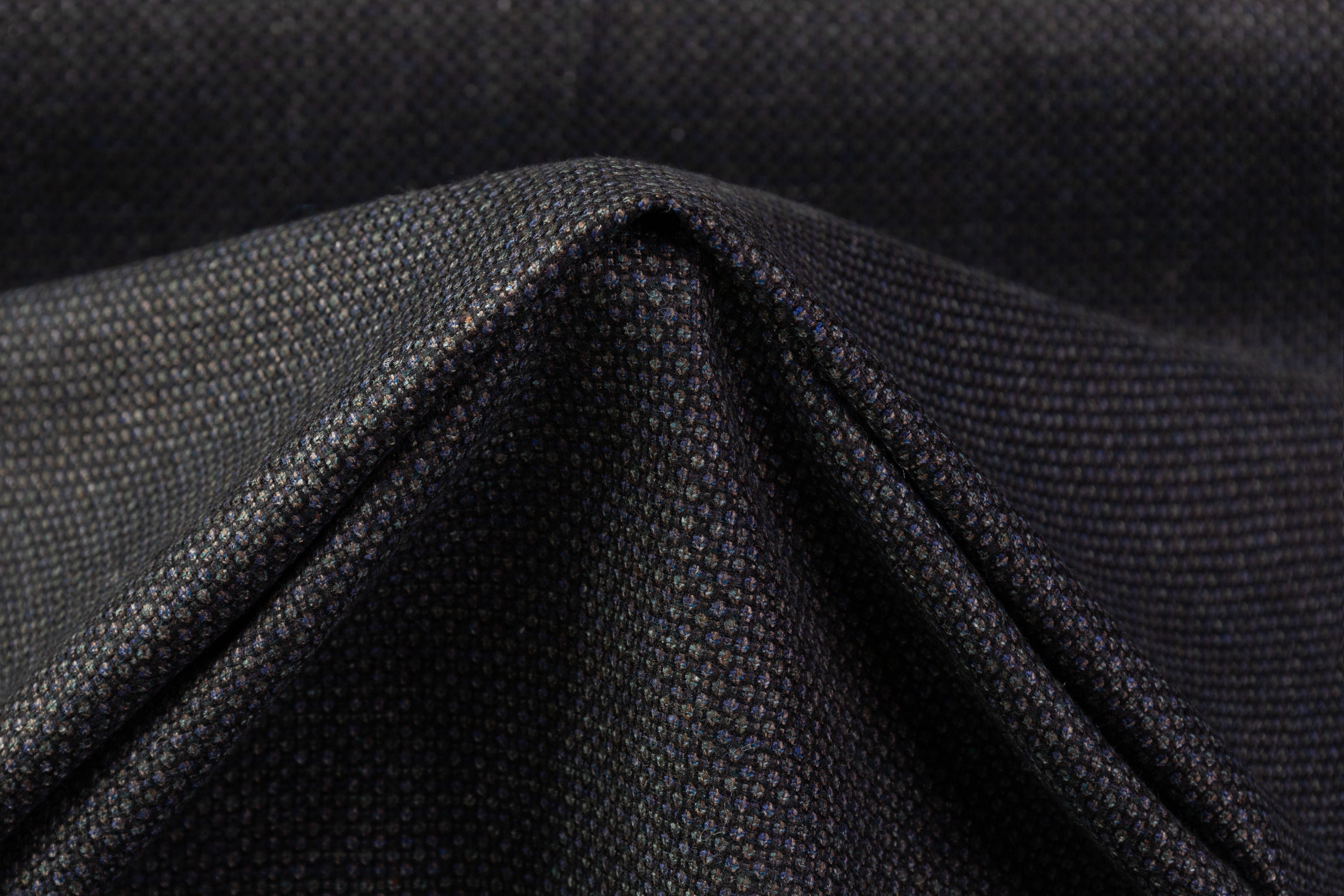 Birdseye Italian Wool Suiting - Green / Blue