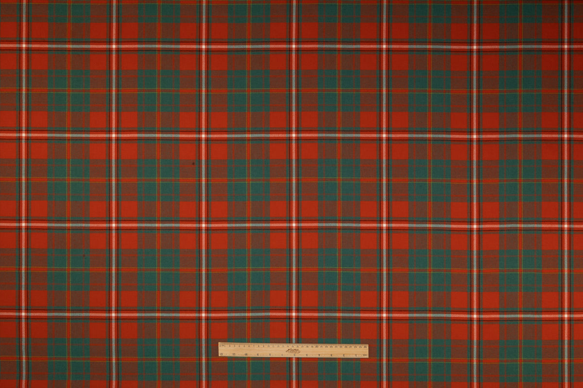 Plaid Italian Wool Suiting - Orange / Green