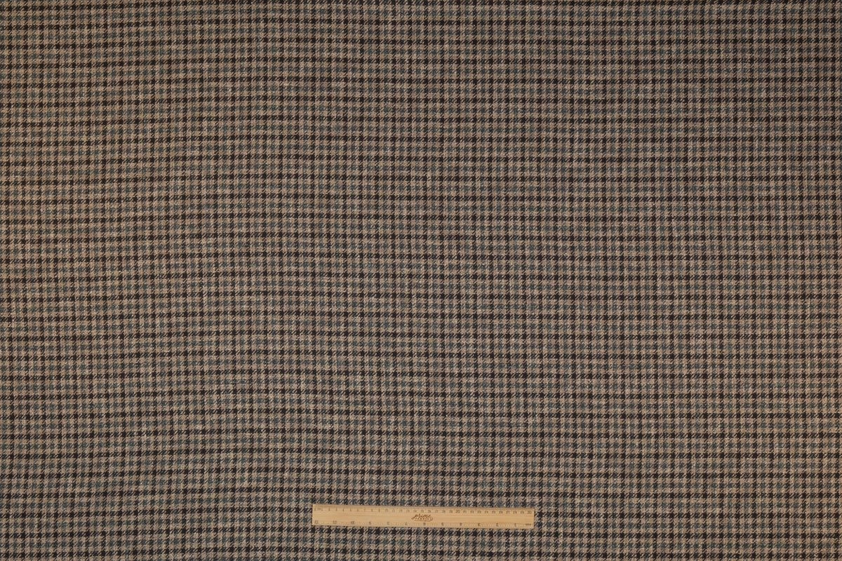 Houndstooth Italian Wool Suiting - Camel / Green