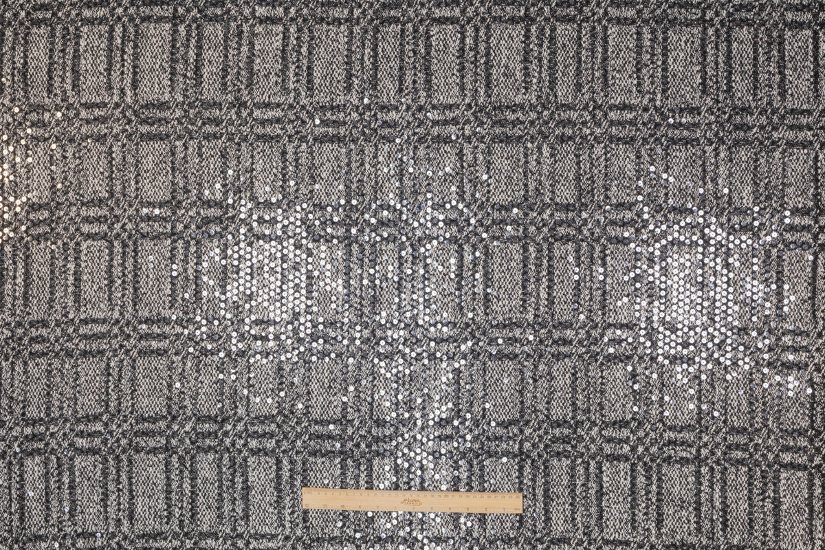 Checked Sequined Italian Tweed - Black / Off White