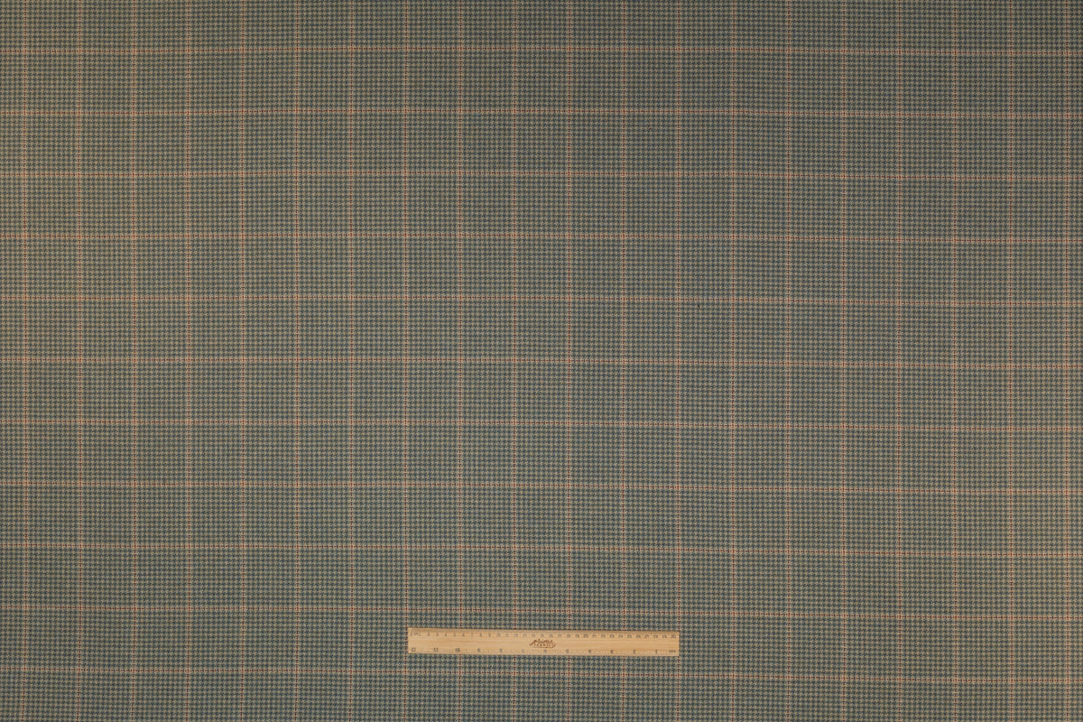 Houndstooth Windowpane Italian Wool Suiting - Green / Rust