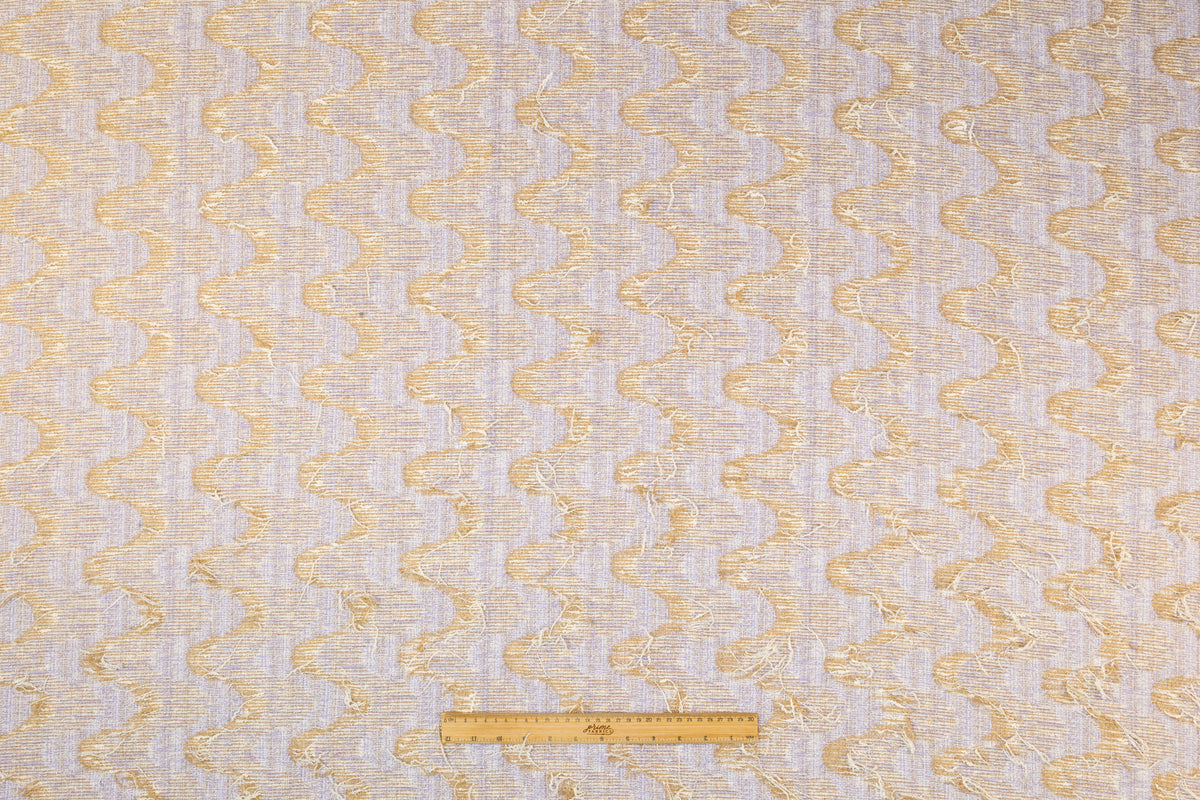 Fringed Metallic Italian Cotton Blend Tweed - Lavender / Sand