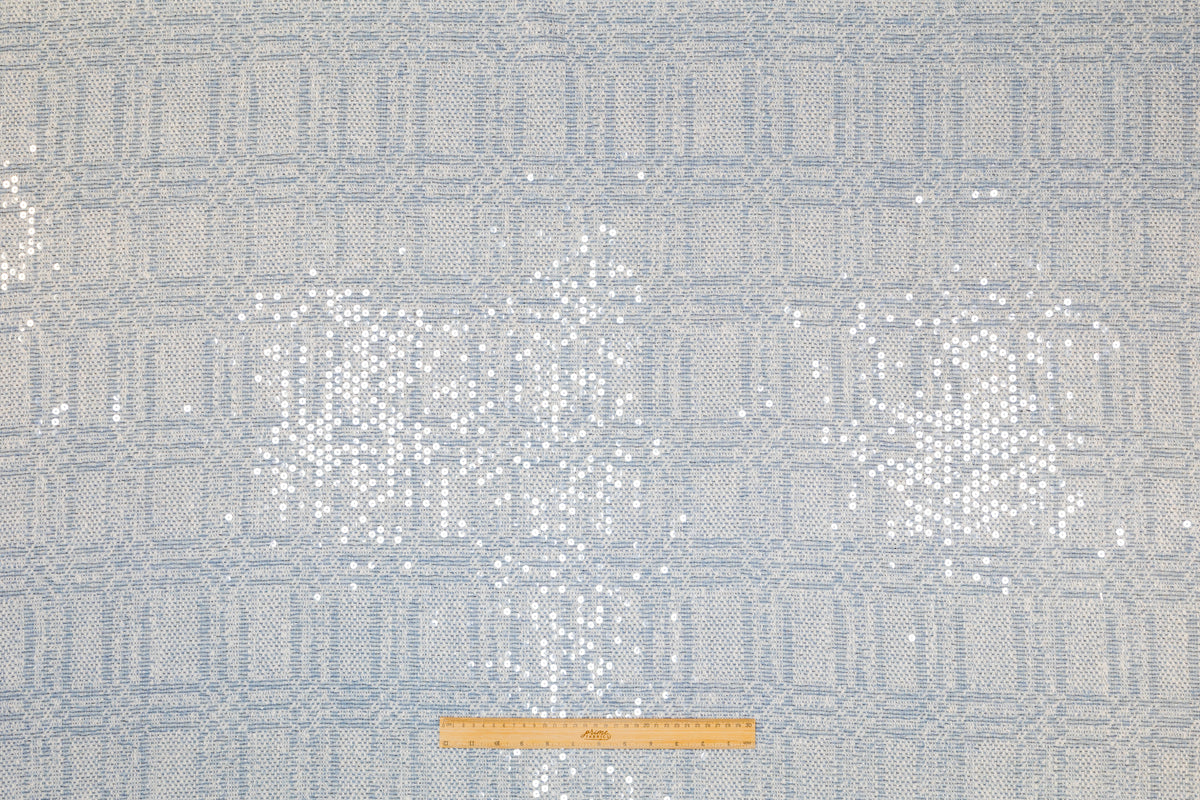 Checked Sequined Italian Tweed - Blue / Off White