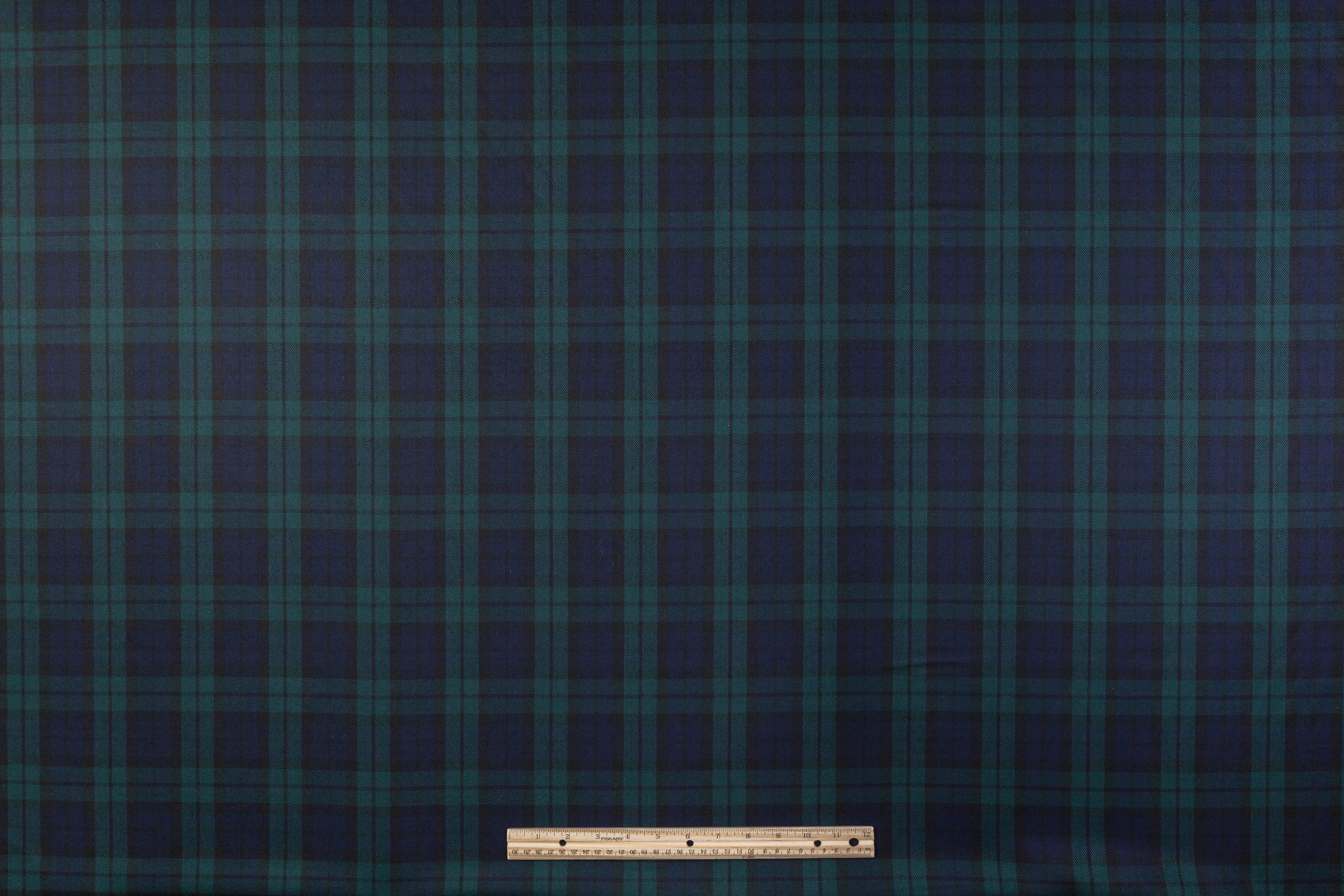 Tartan Italian Virgin Wool Suiting - Green / Blue