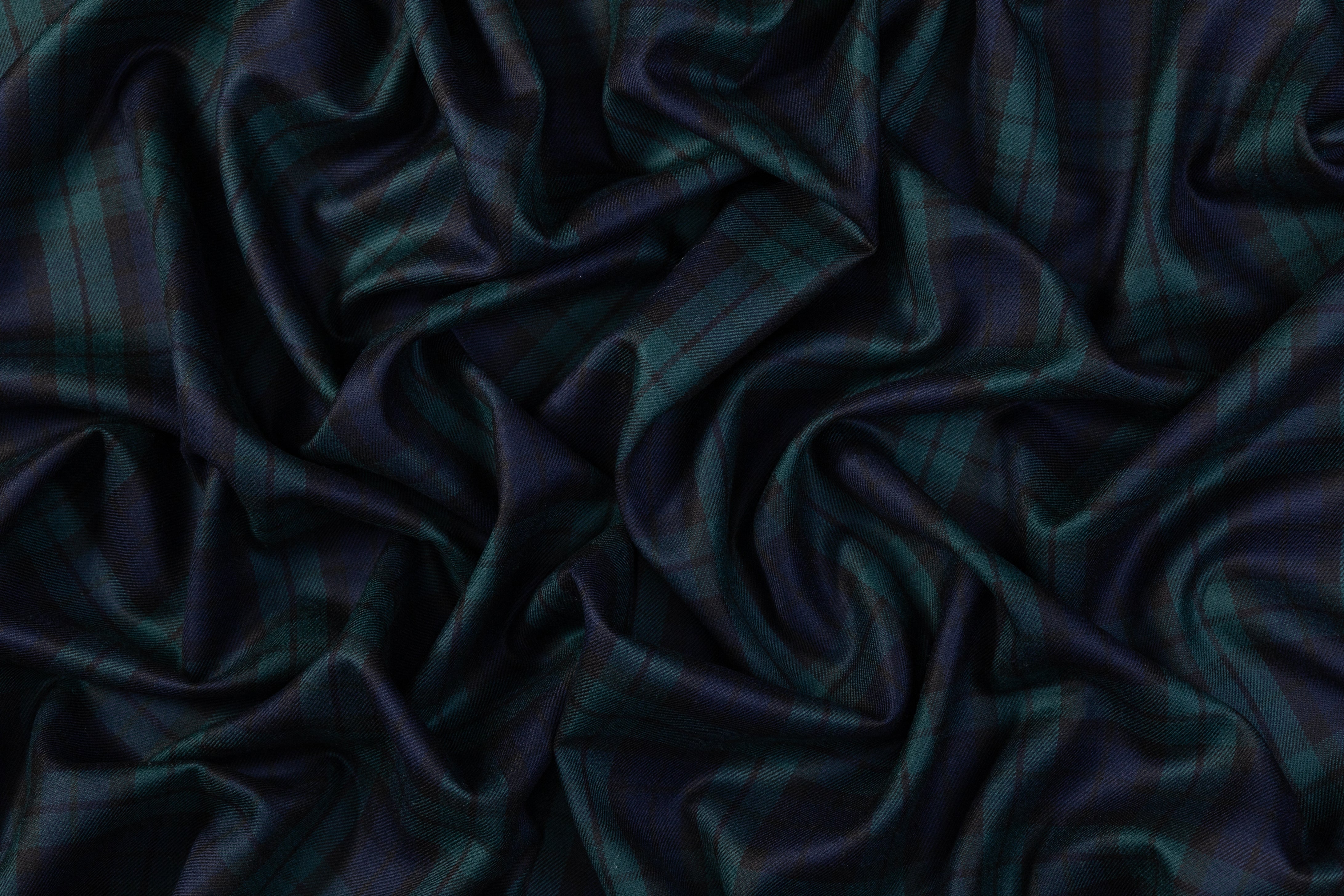 Tartan Italian Virgin Wool Suiting - Green / Blue