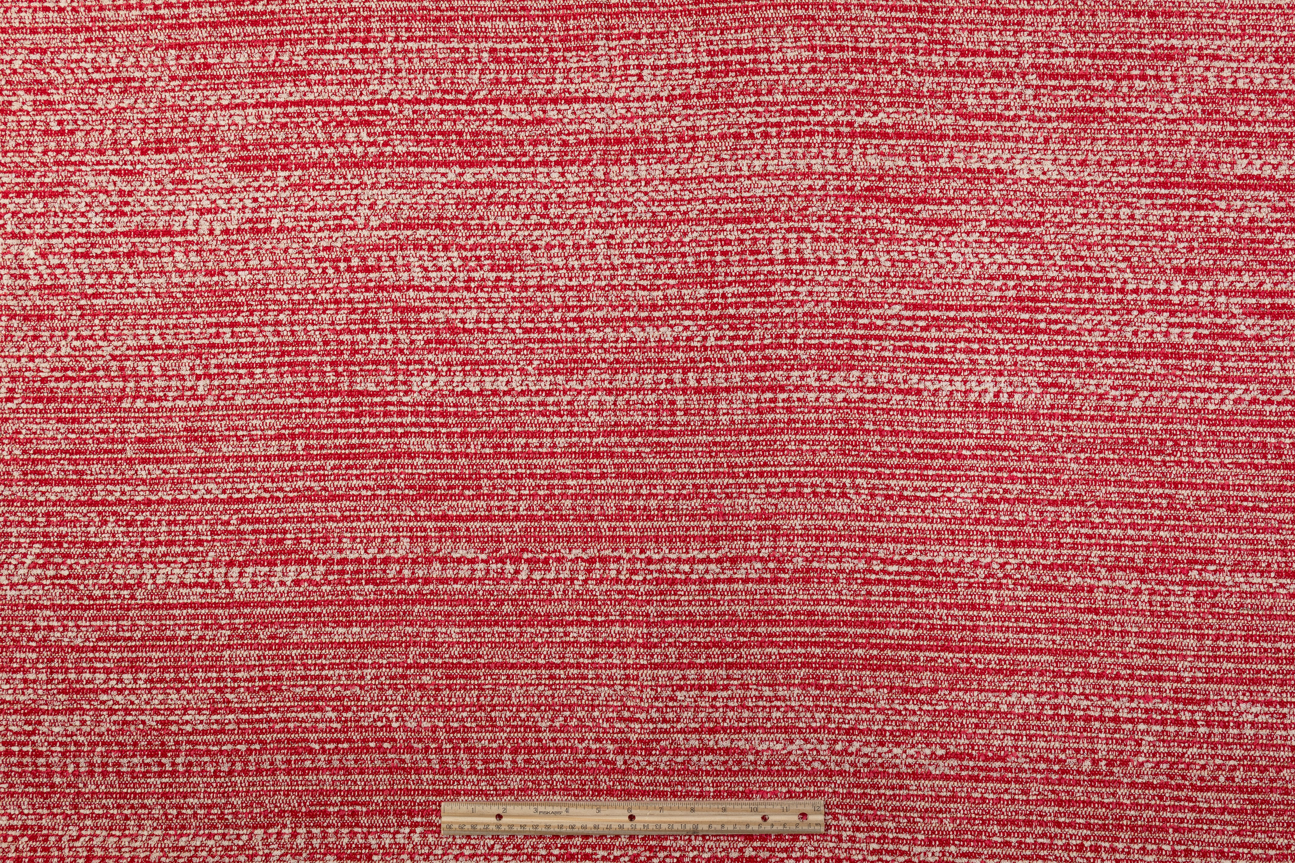 Metallic Italian Wool Blend Tweed Boucle - Red / Off White / Gold / Silver