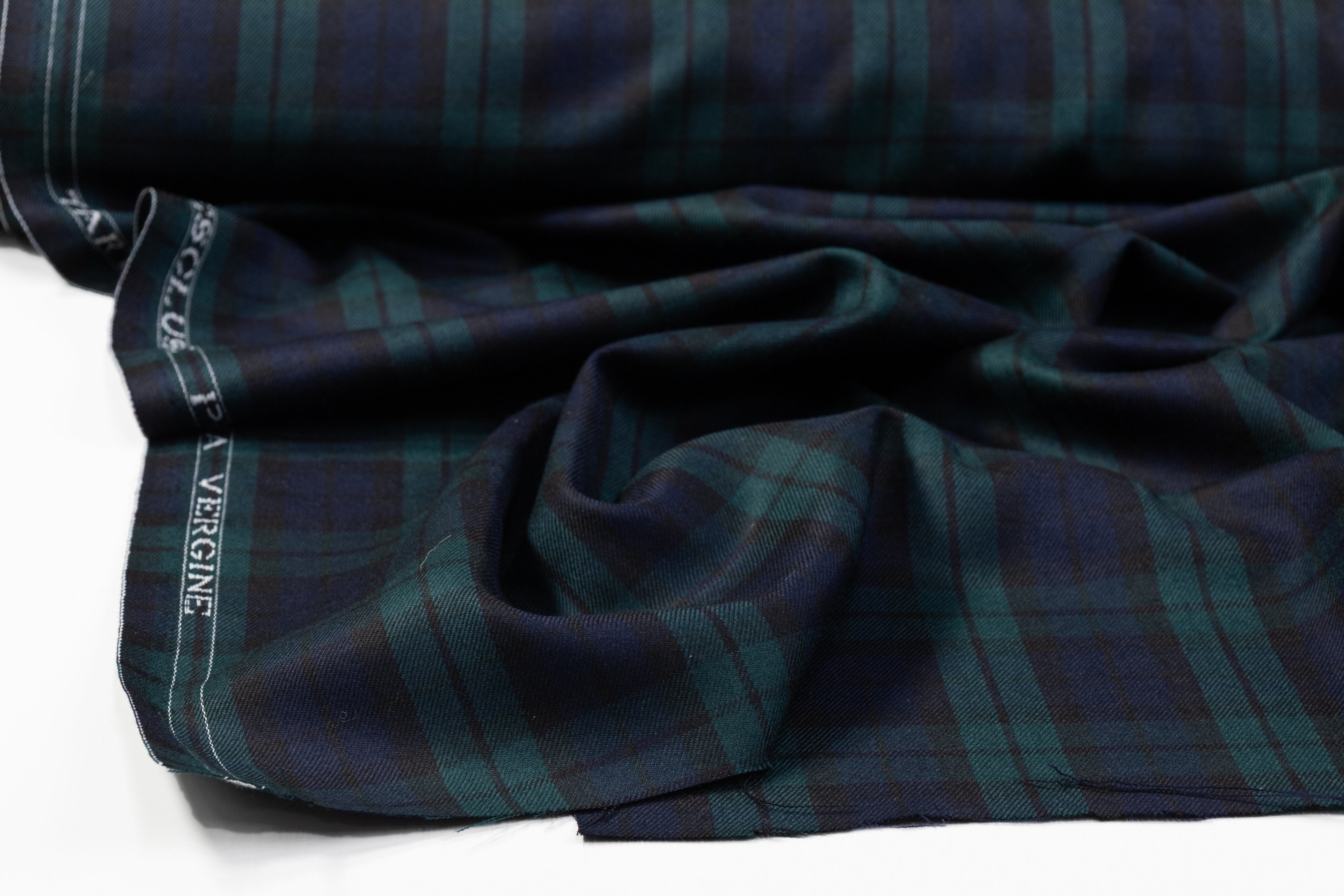 Tartan Italian Virgin Wool Suiting - Green / Blue