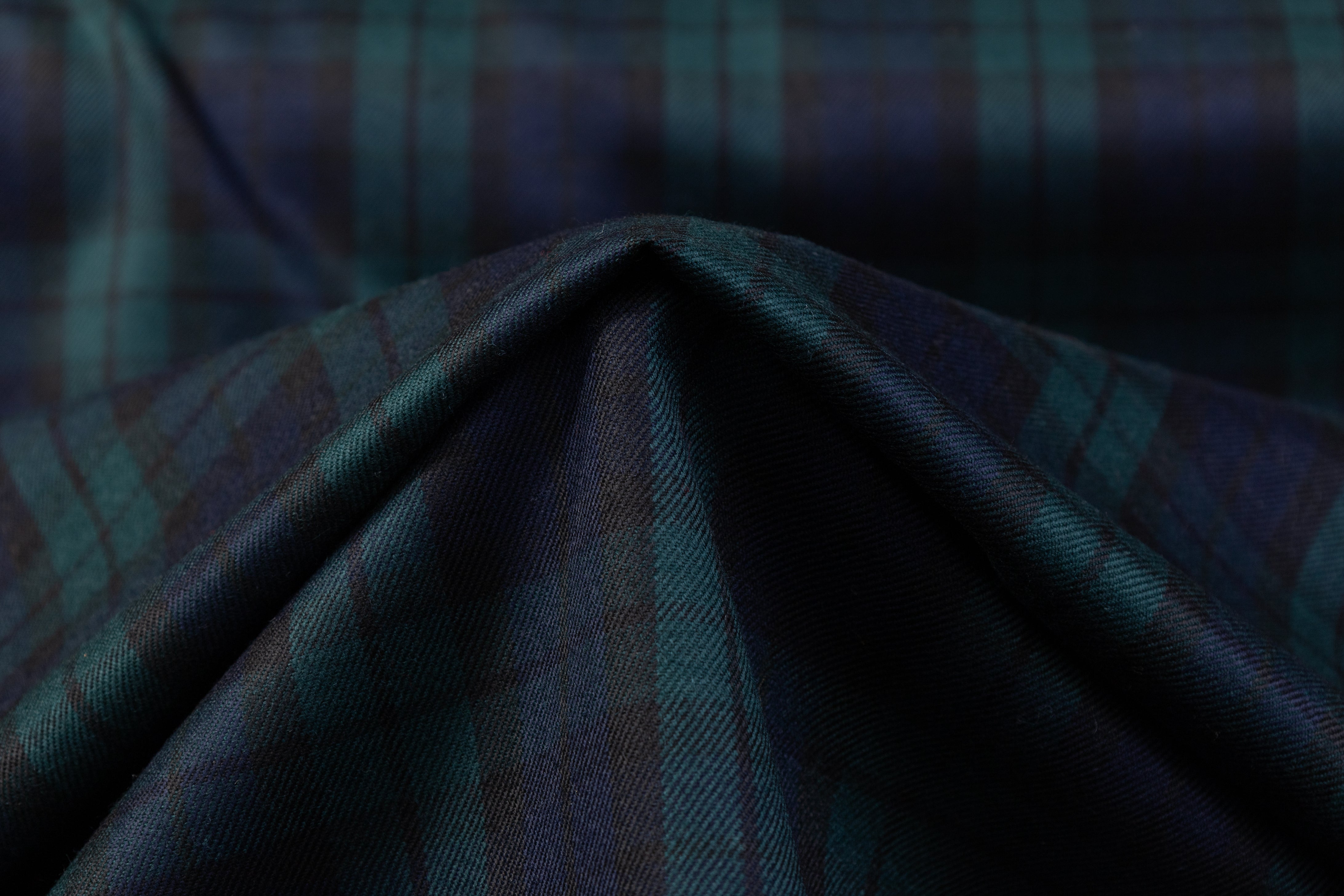 Tartan Italian Virgin Wool Suiting - Green / Blue