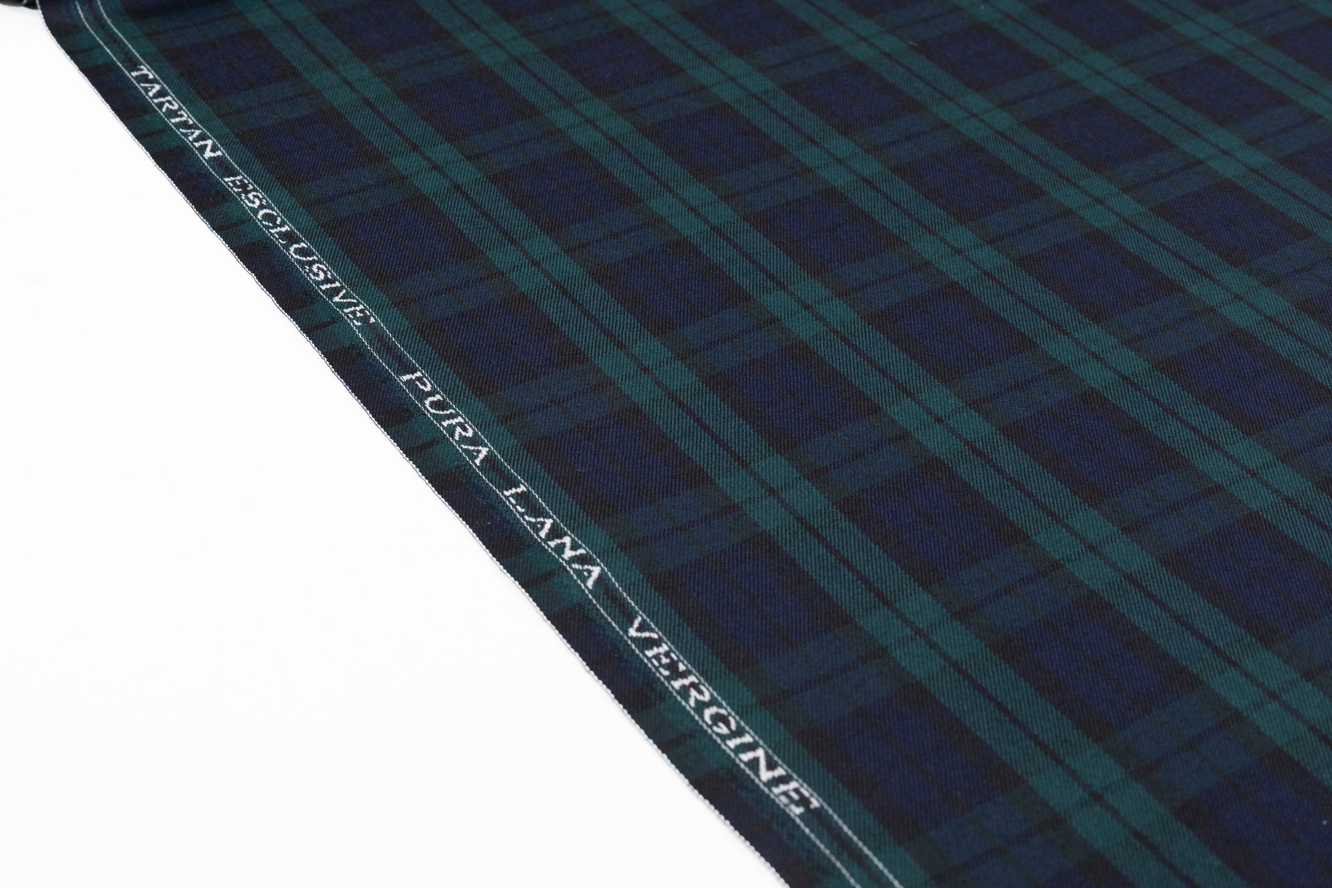 Tartan Italian Virgin Wool Suiting - Green / Blue