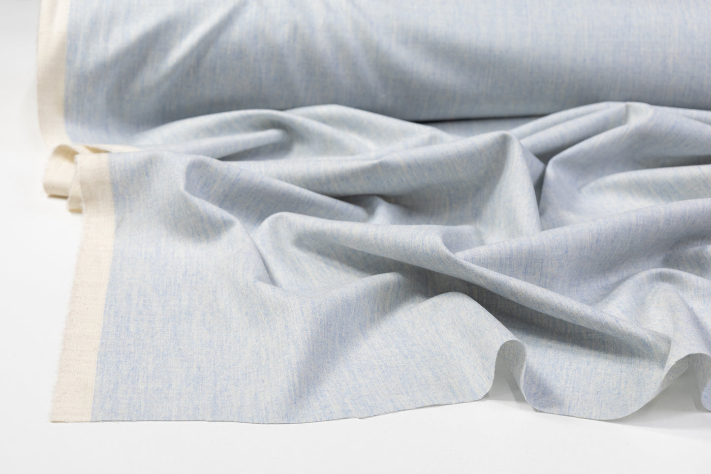 Two-Tone Italian Wool Flannel Suiting - Blue / Ivory