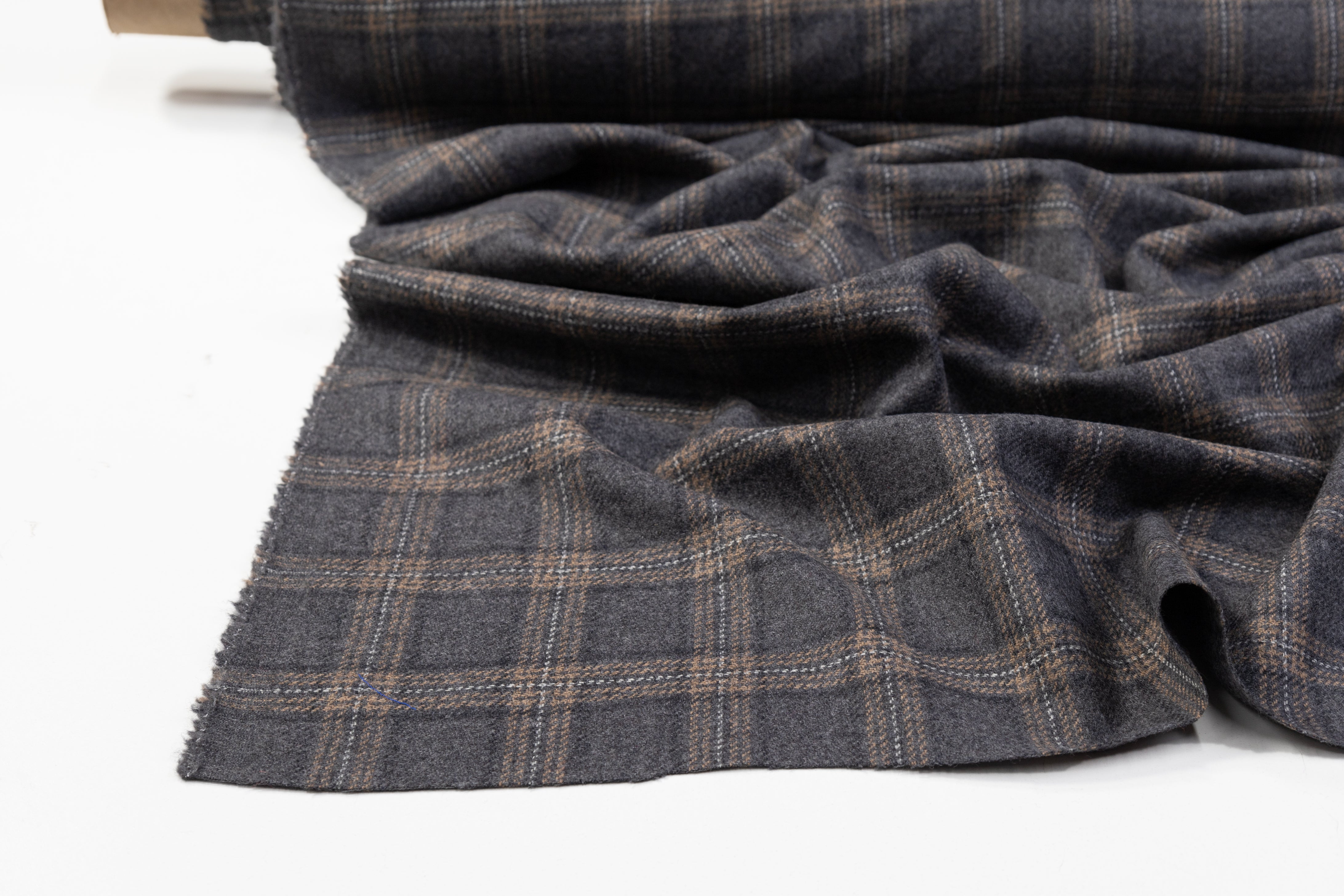 Checked Italian Wool Jacketing - Gray / Browne