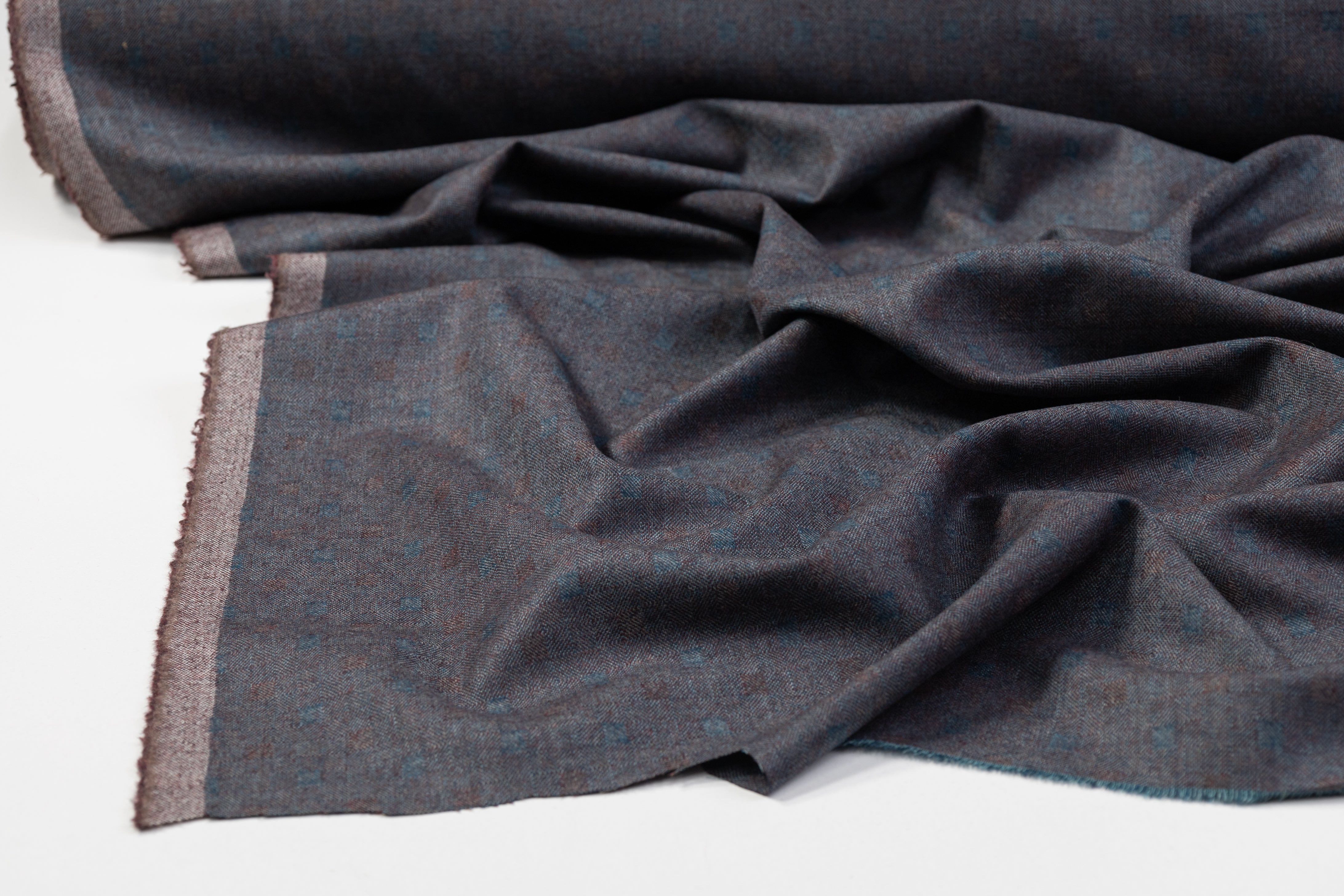 Italian Wool Suiting - Teal / Gray / Eggplant