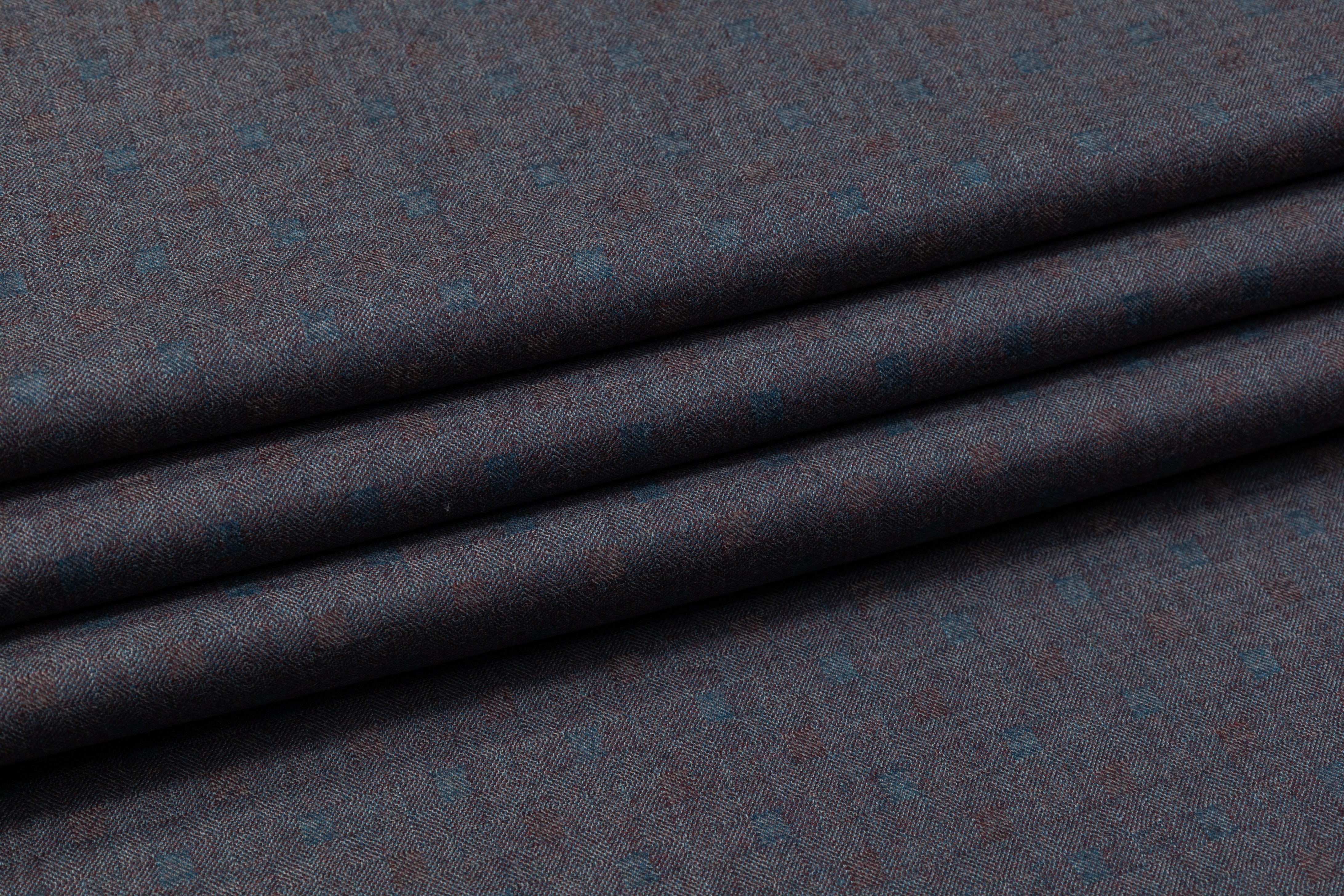 Italian Wool Suiting - Teal / Gray / Eggplant