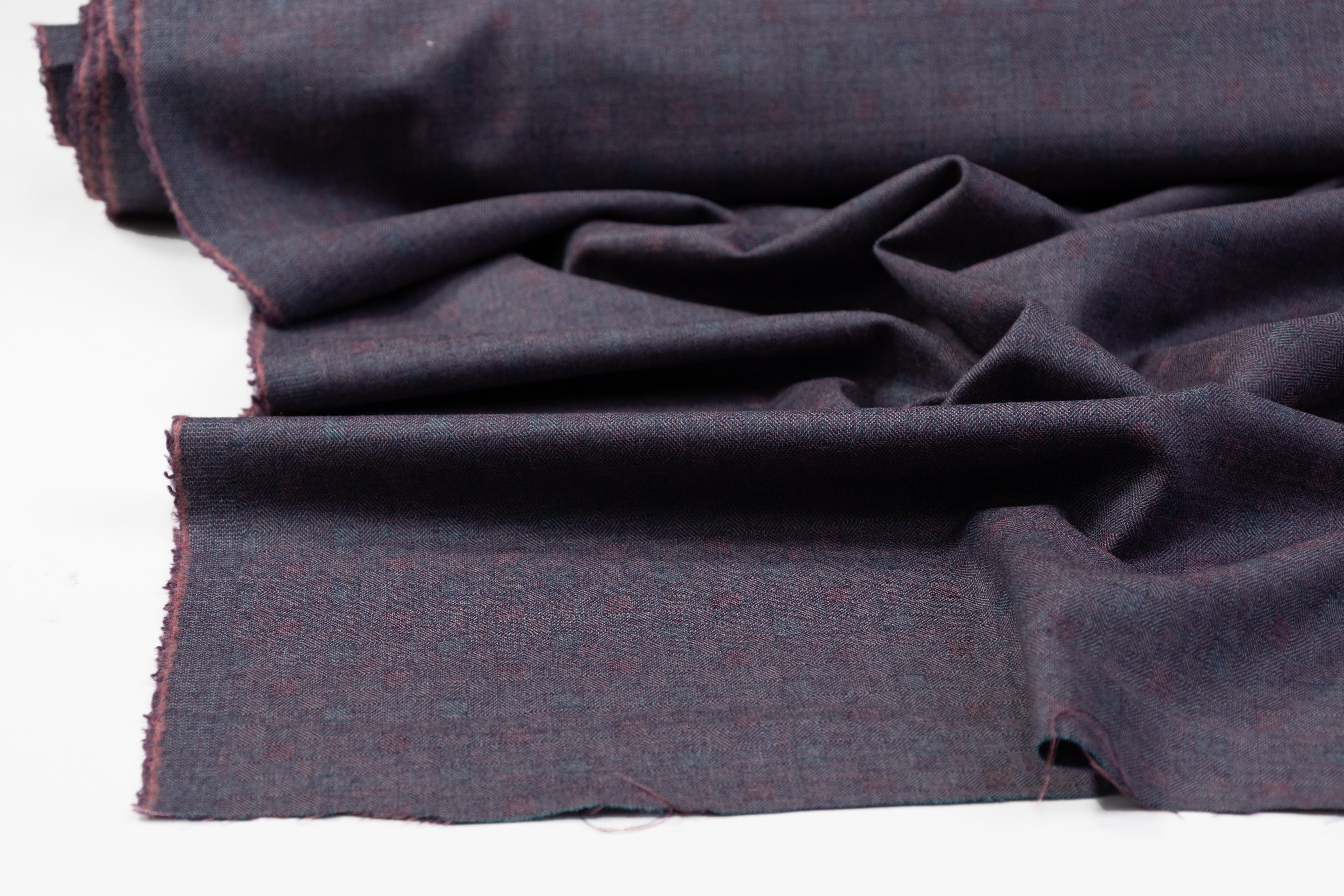 Italian Wool Suiting - Purple / Teal / Gray