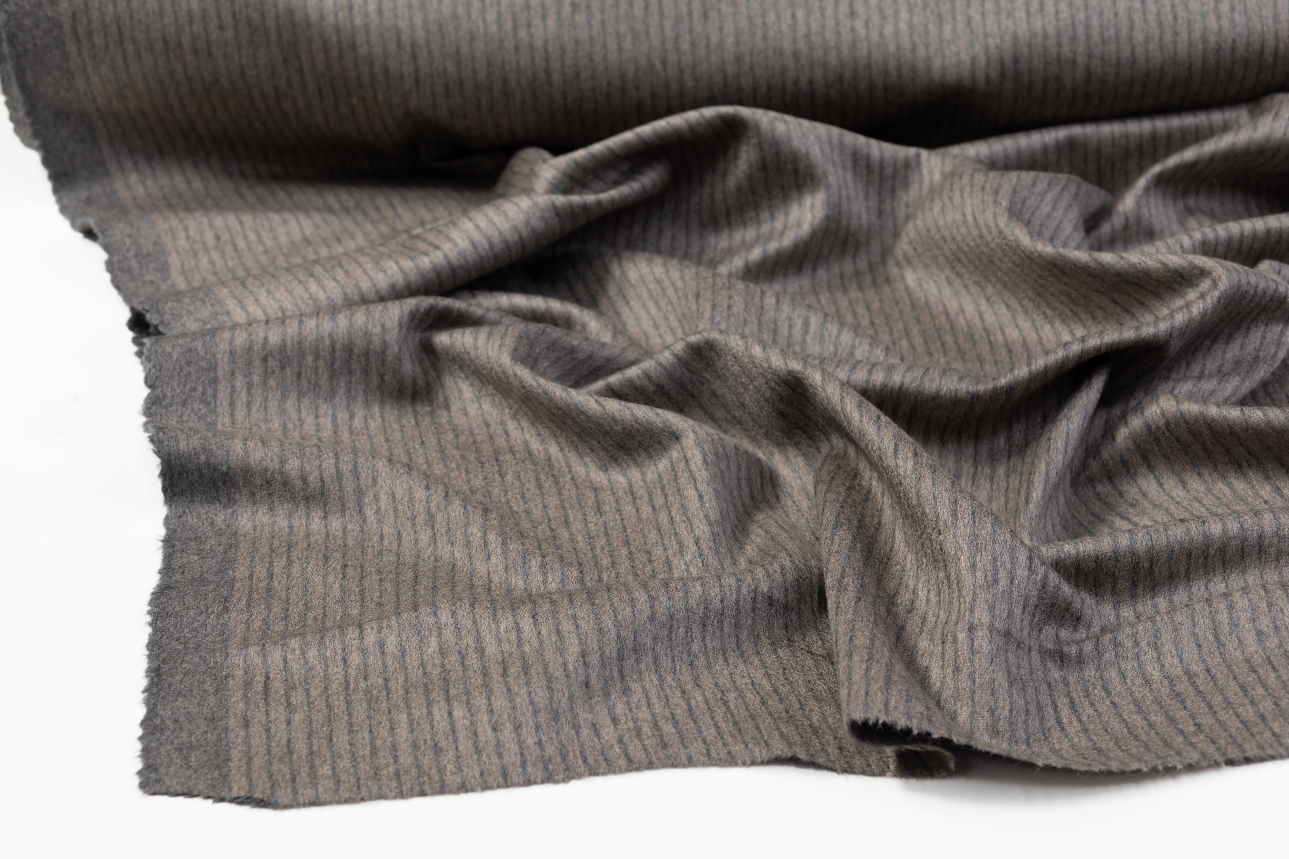 Striped Italian Cashmere Coating - Gray