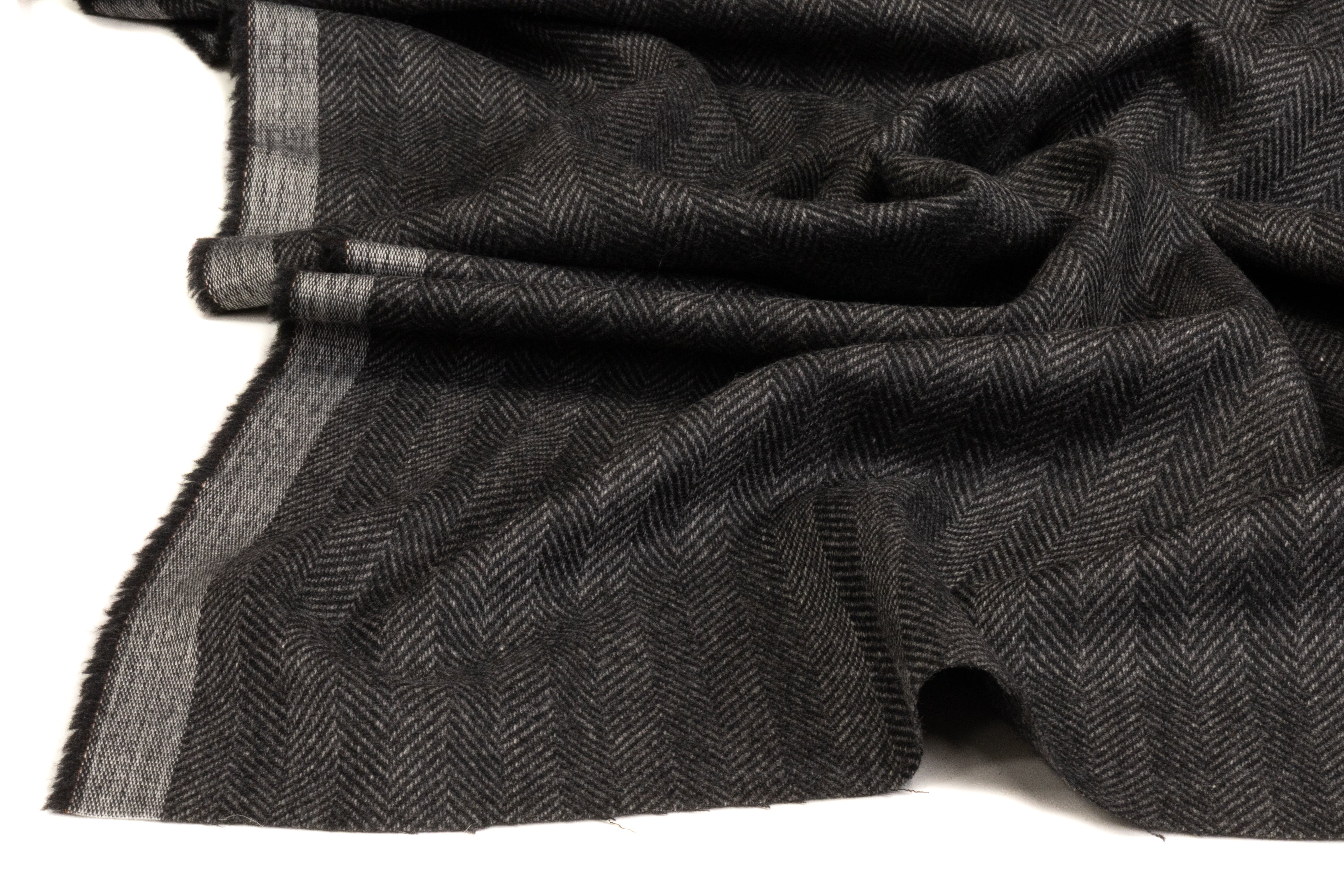 Cerruti - Italian Herringbone Cashmere Wool - Charcoal Gray