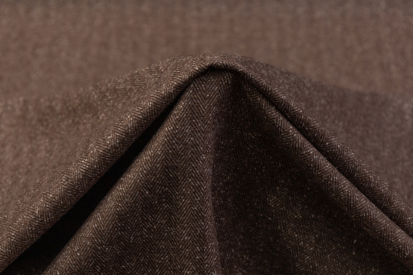 Herringbone Italian Wool Suiting - Brown