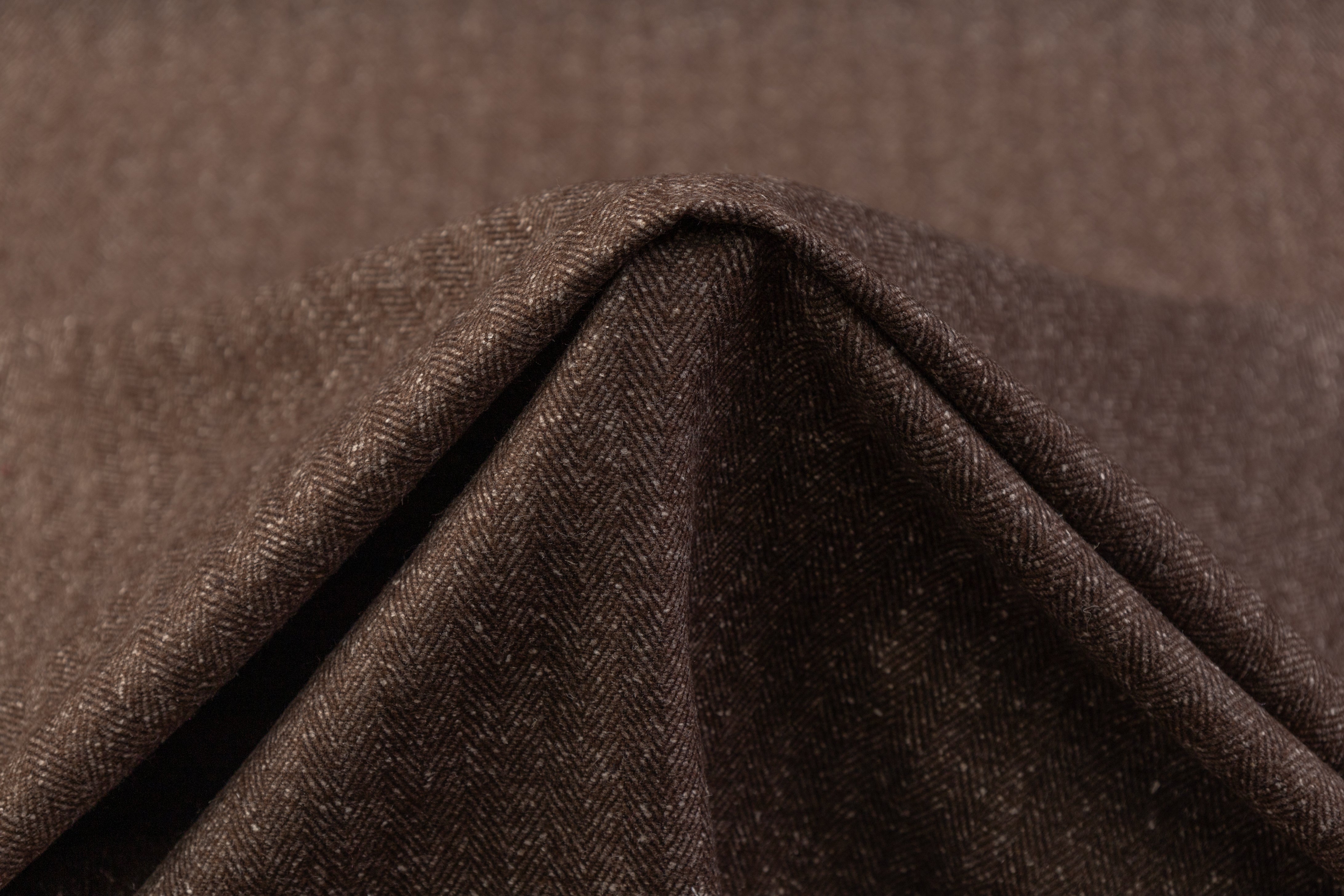 Herringbone Italian Wool Suiting - Brown