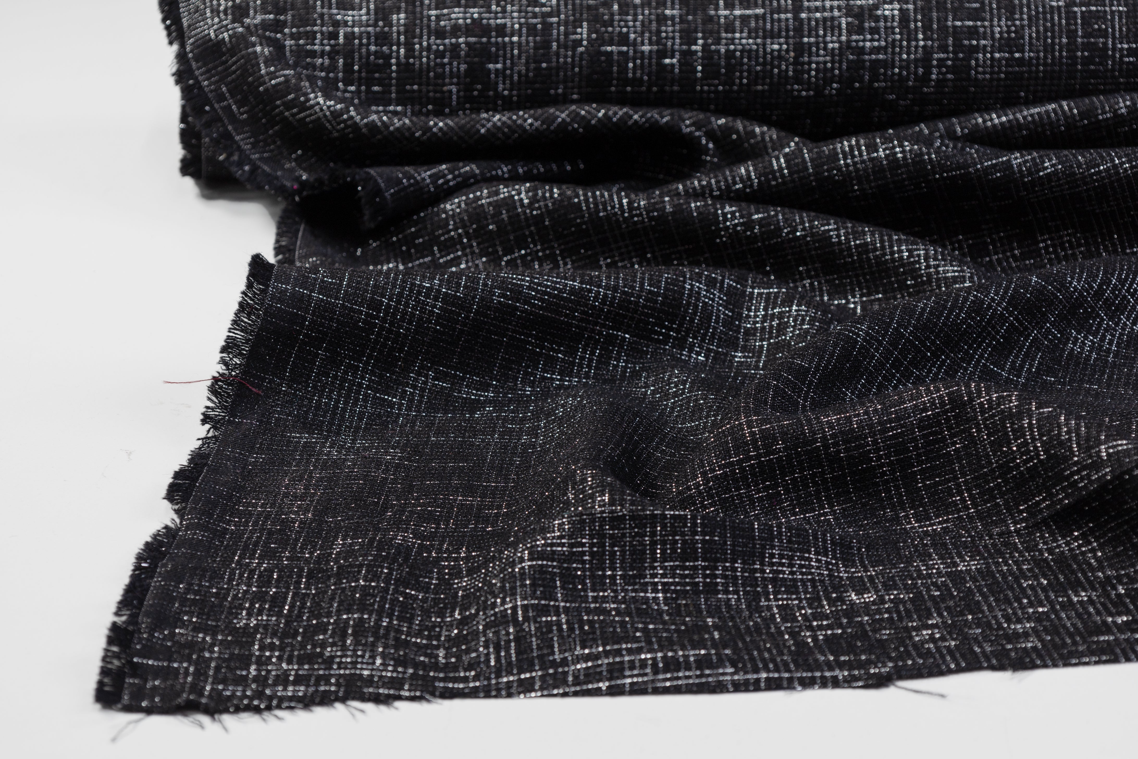 Italian Metallic Wool Tweed - Black / Silver