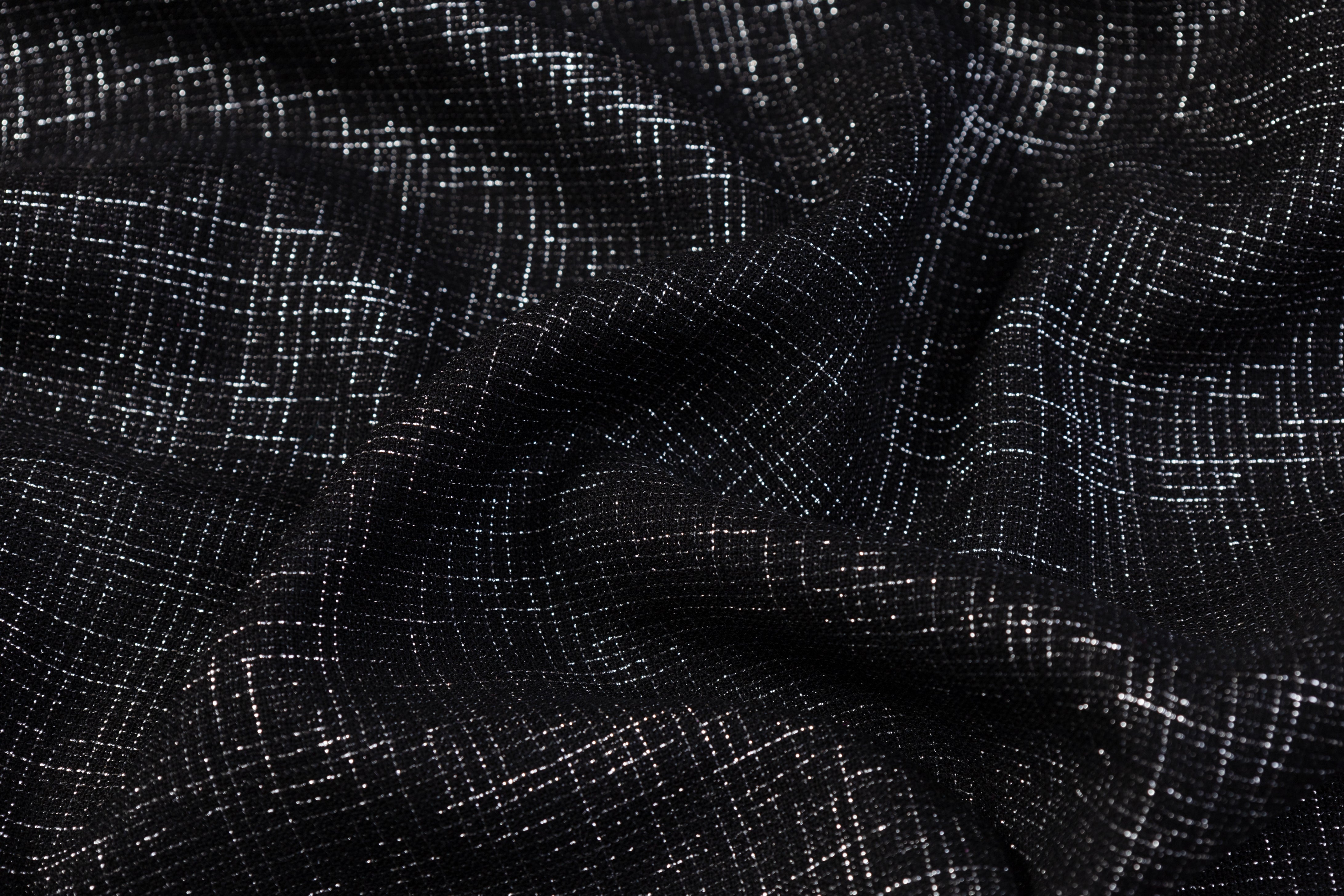 Italian Metallic Wool Tweed - Black / Silver