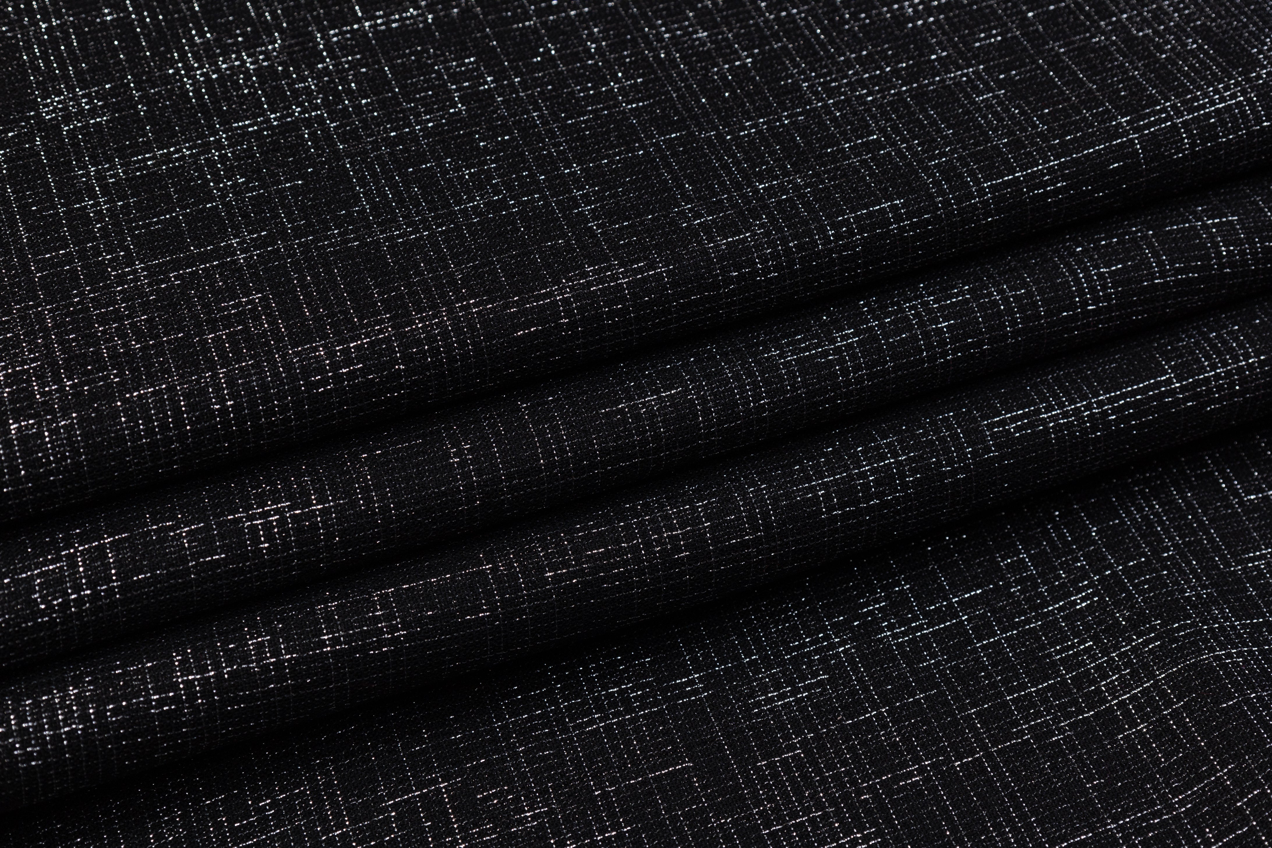 Italian Metallic Wool Tweed - Black / Silver