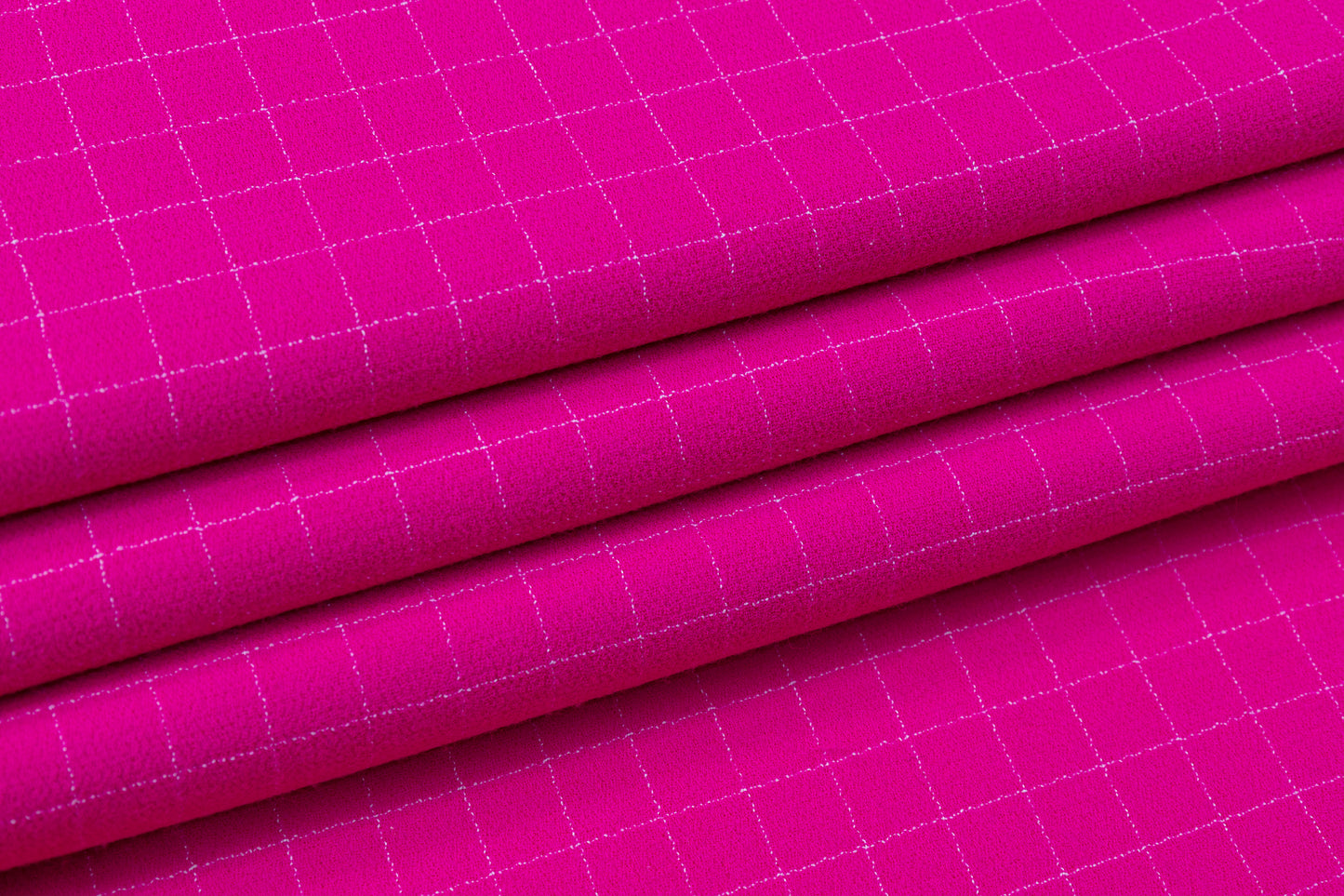 Checked Italian Double Wool Crepe - Magenta