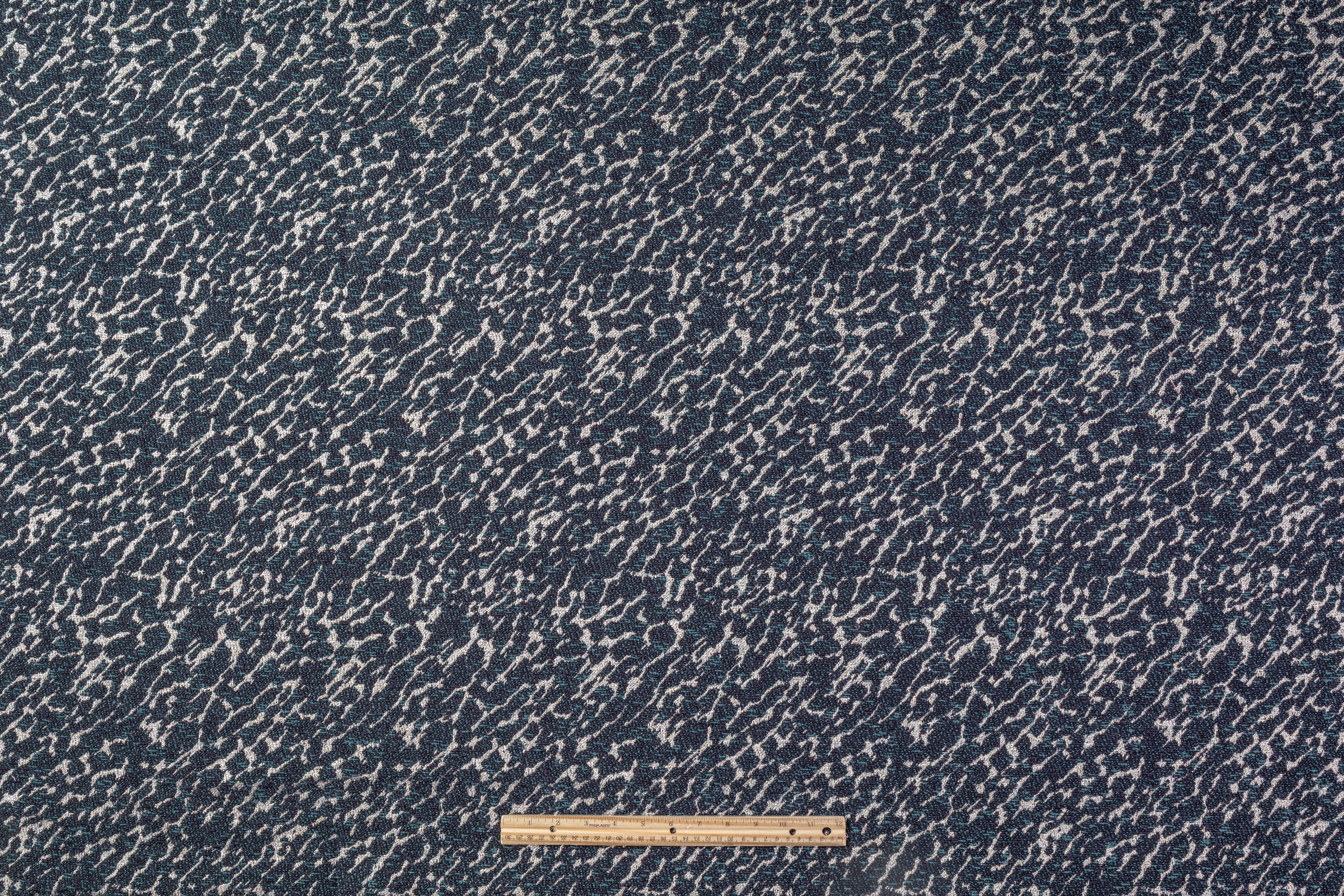 Metallic Italian Wool Blend Brocade - Blue / Silver