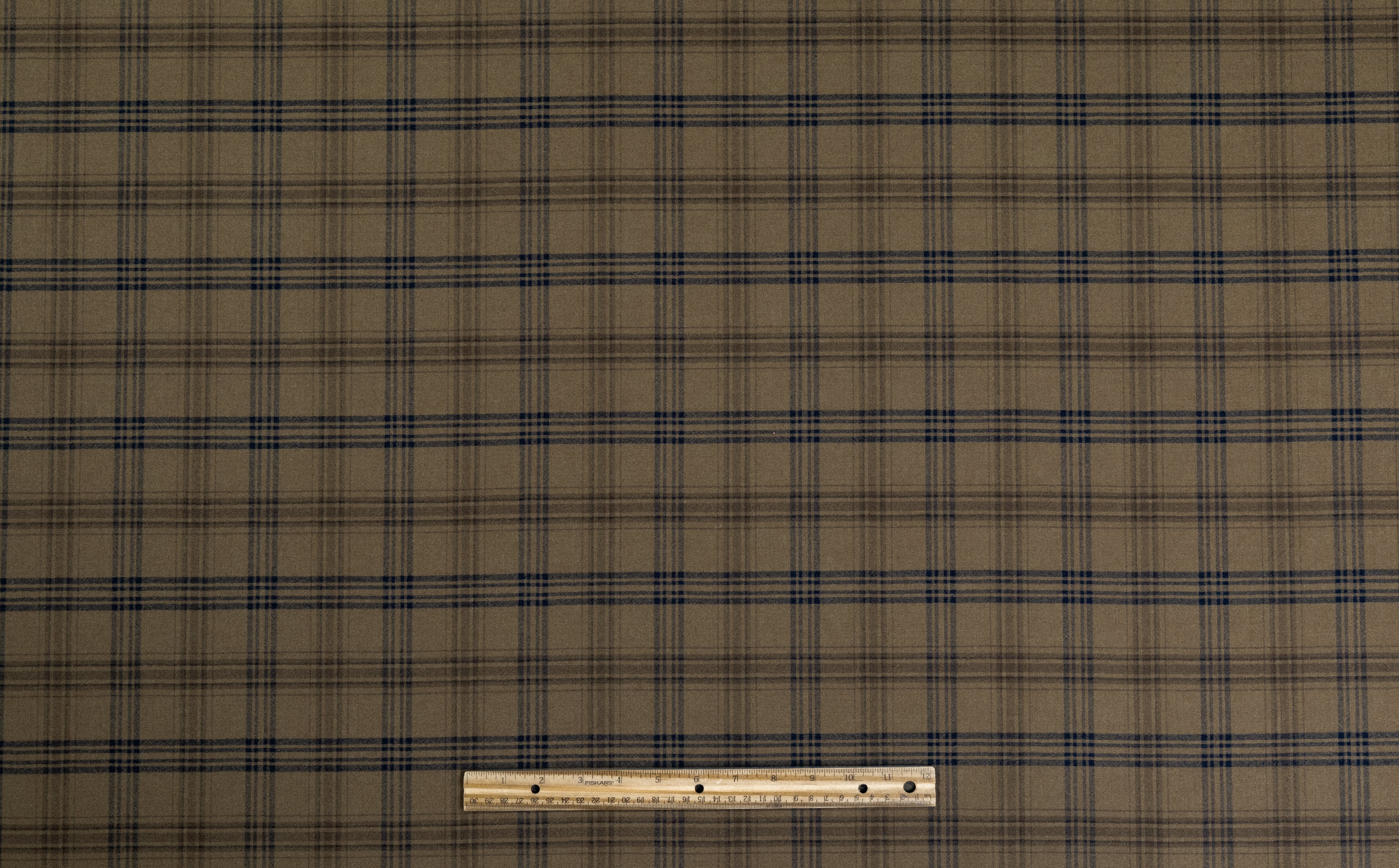 Plaid Italian Wool Suiting - Olive Green / Navy