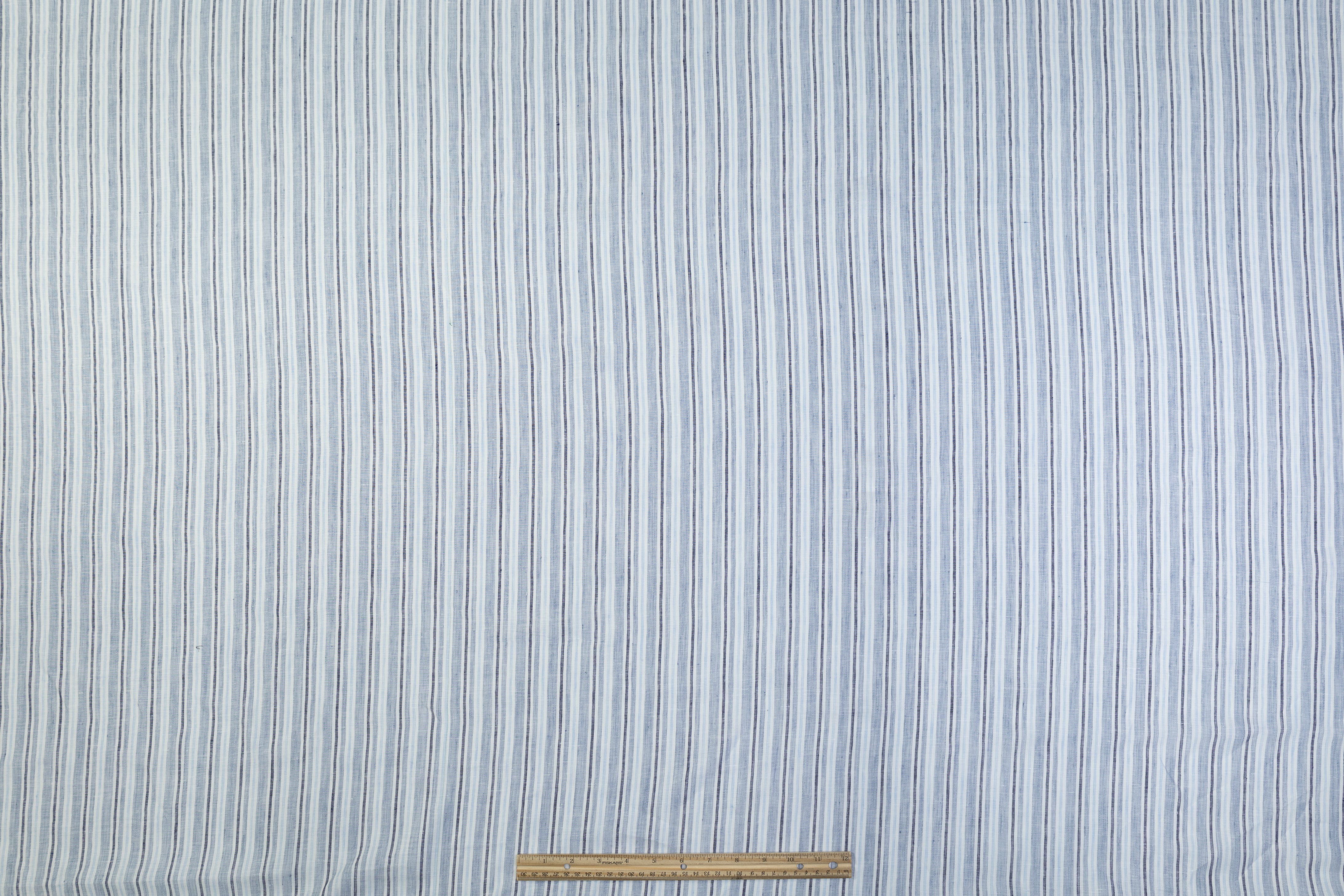 Striped Italian Linen - Blue / Gray / White