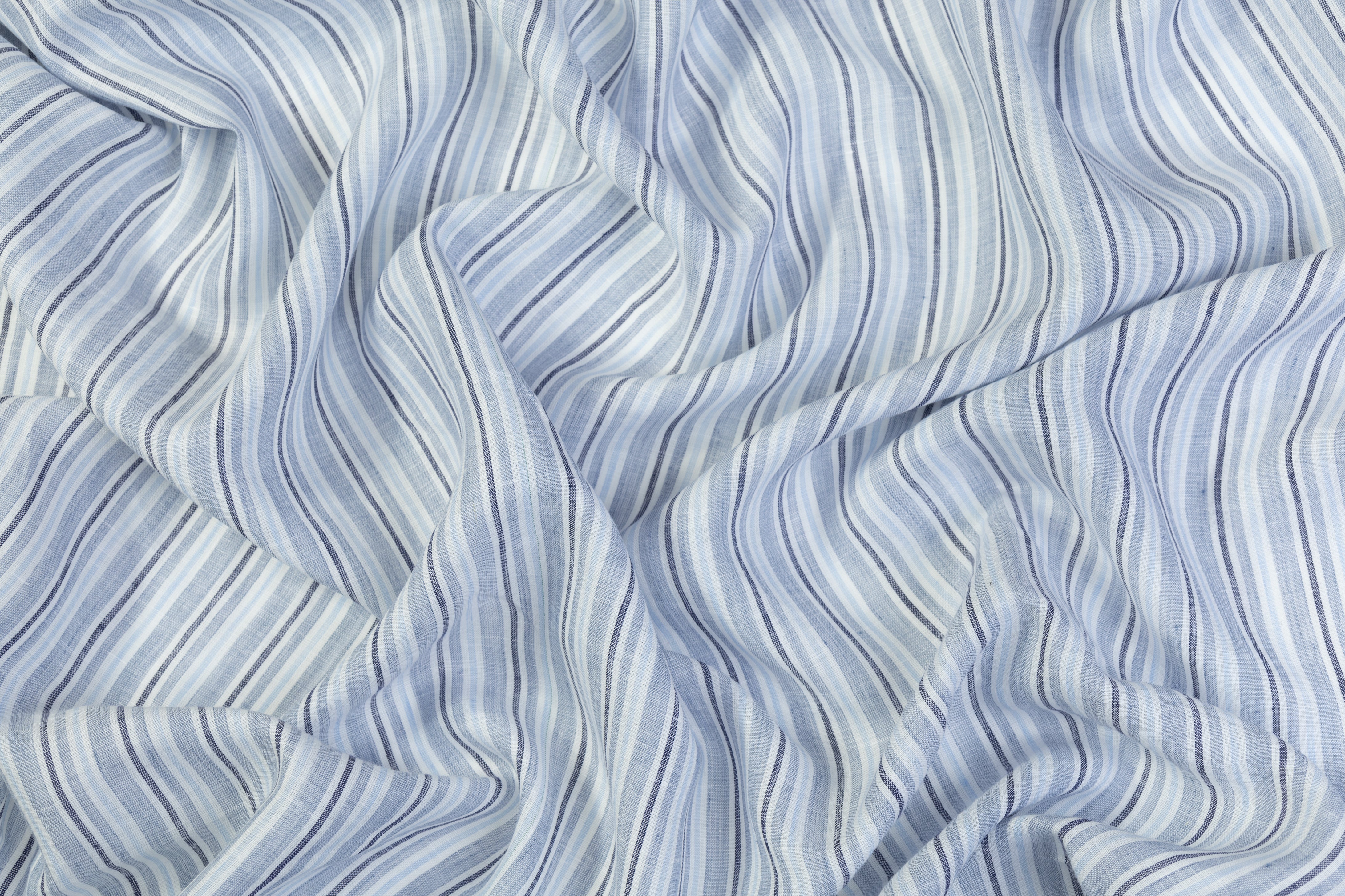 Striped Italian Linen - Blue / Gray / White