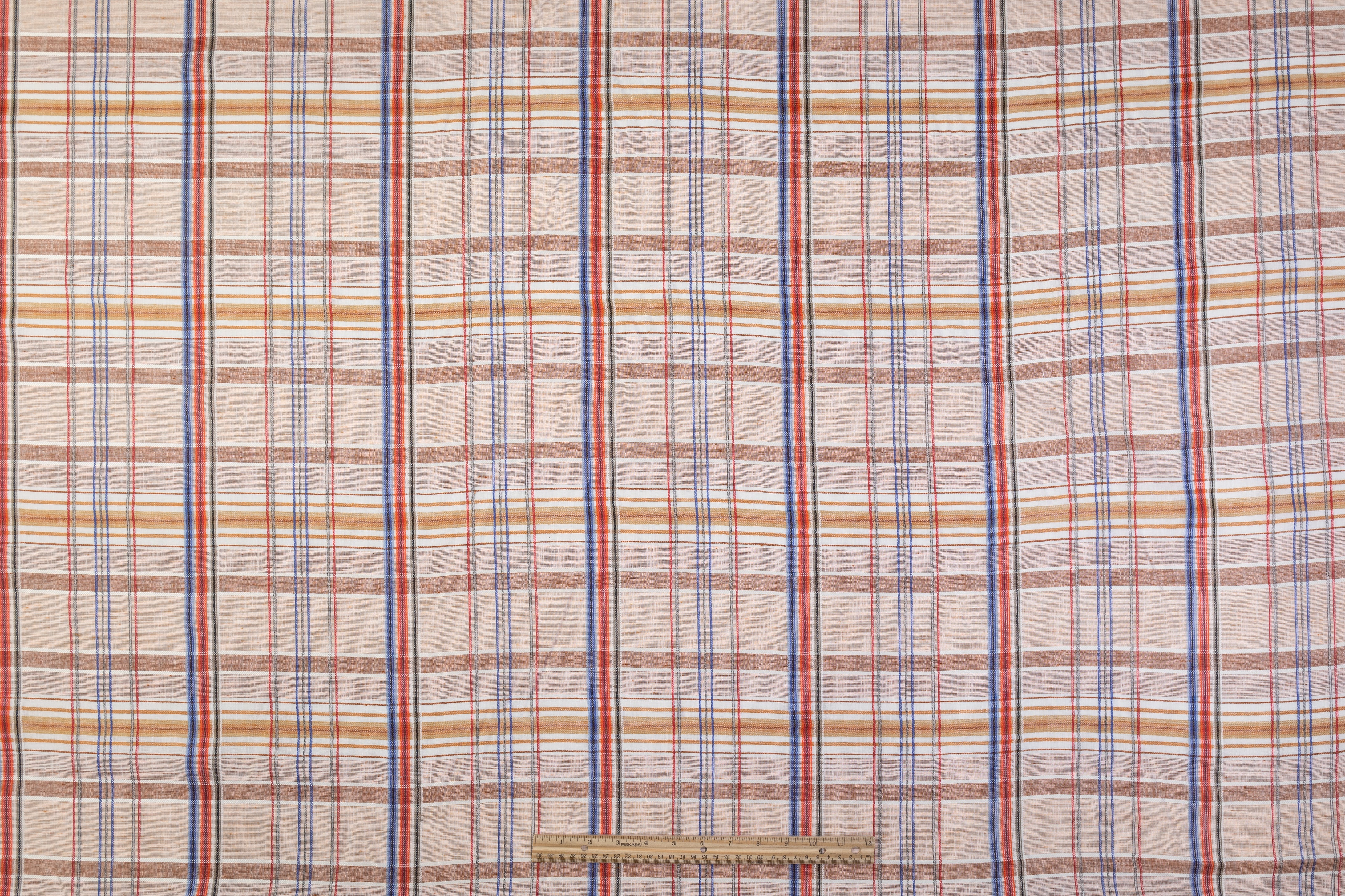 Plaid Italian Linen - Brown / Blue / Red