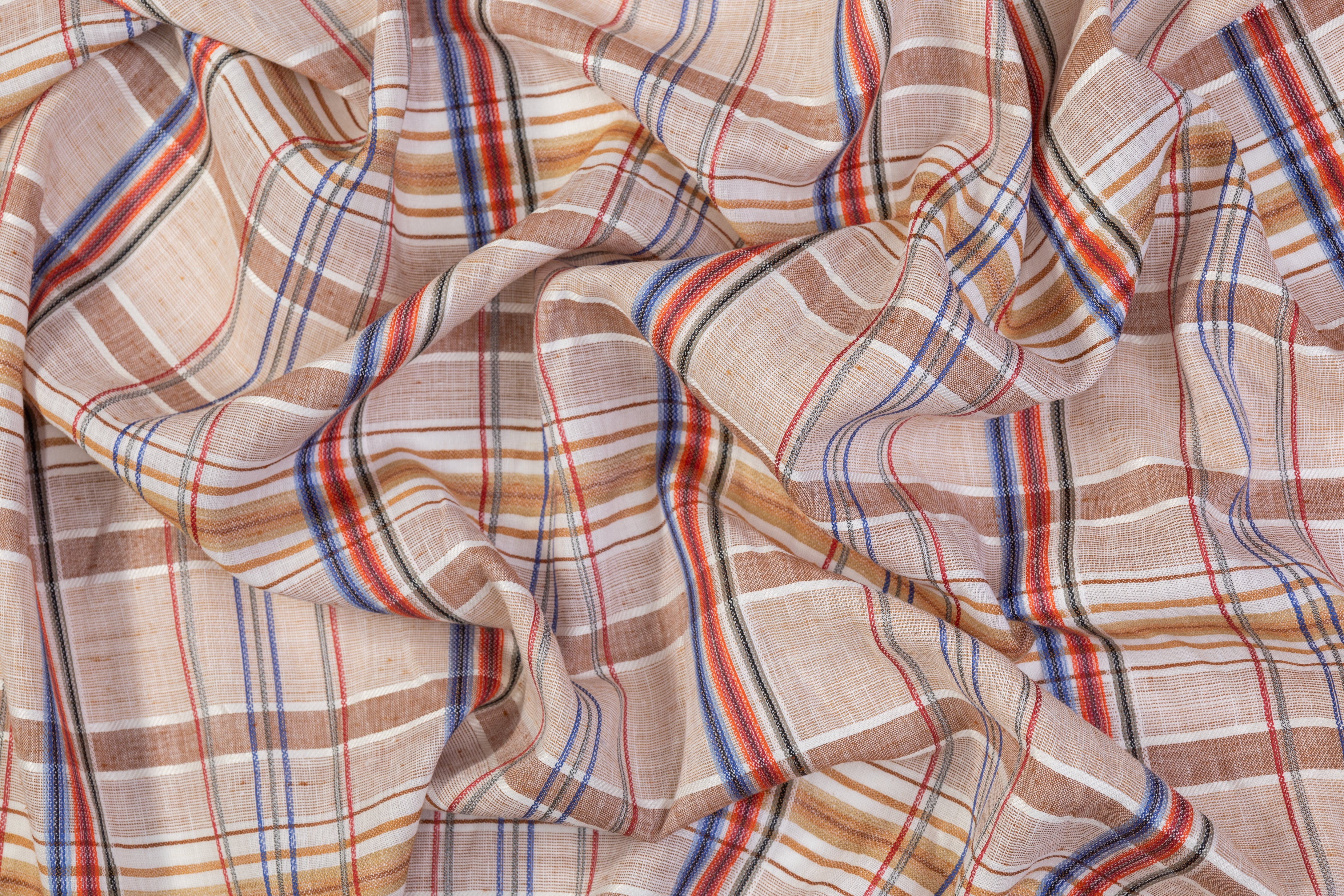 Plaid Italian Linen - Brown / Blue / Red