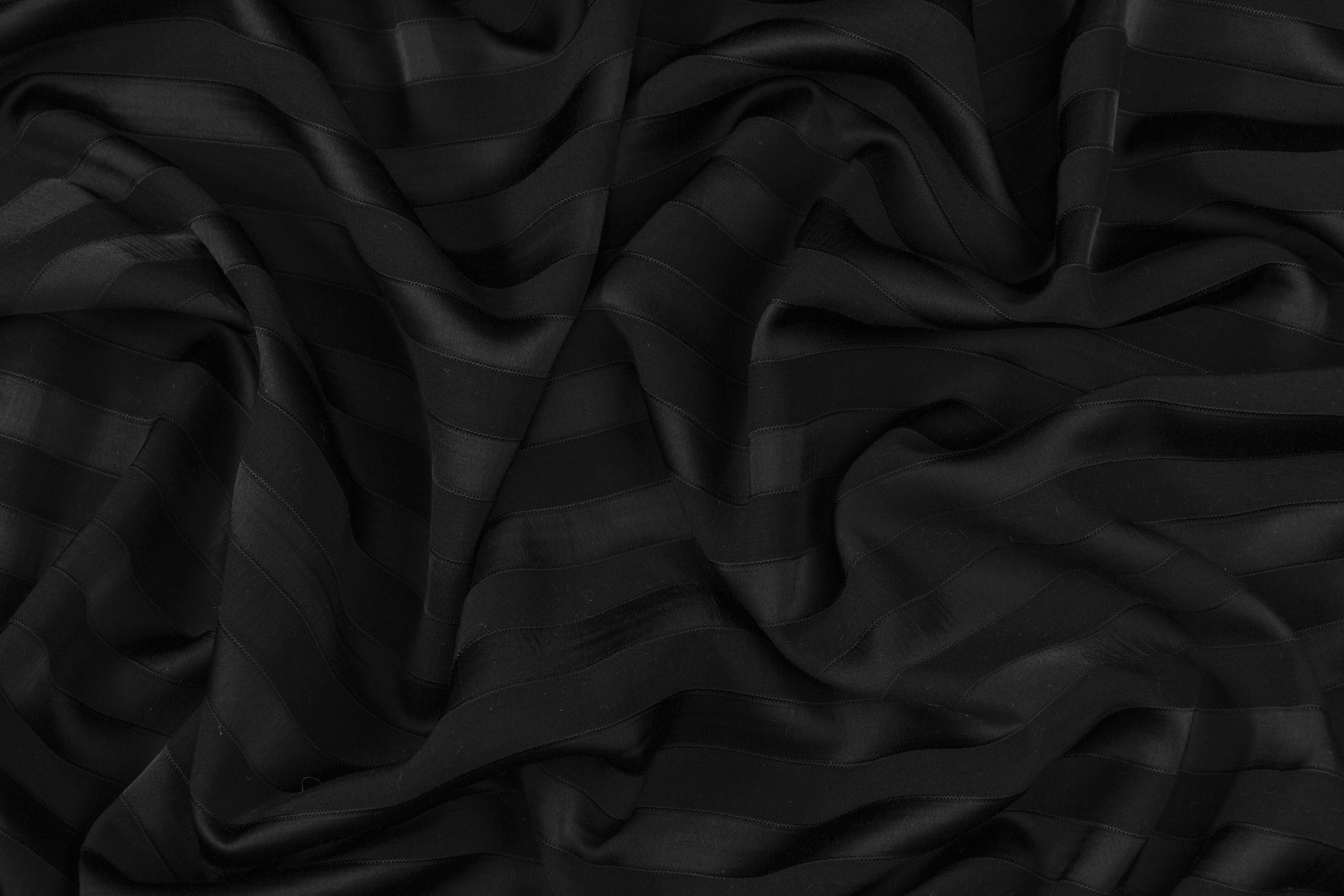 Striped Italian Viscose Wool Jacquard - Black