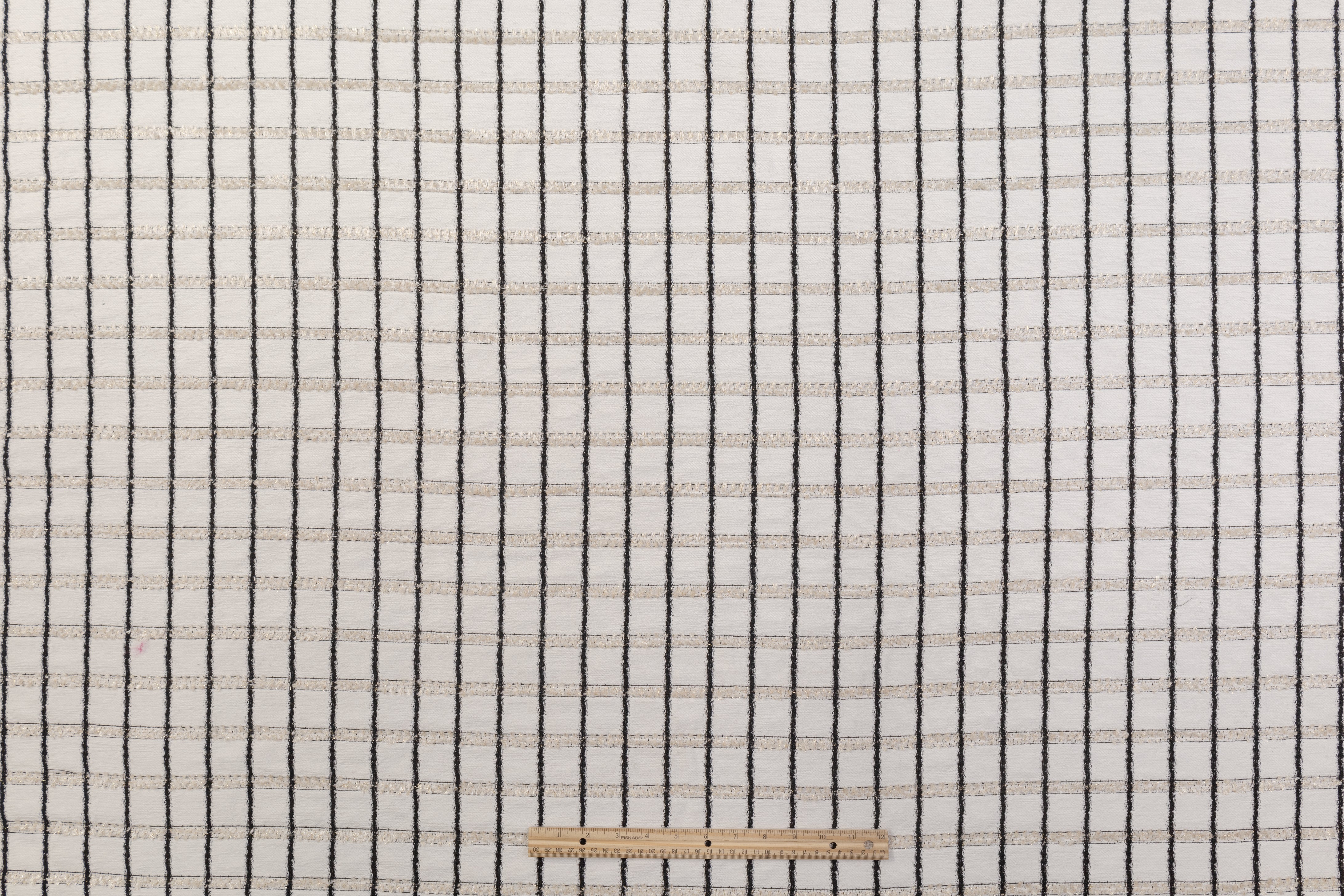 Heavy Italian Chenille Tweed -White / Black /Gold