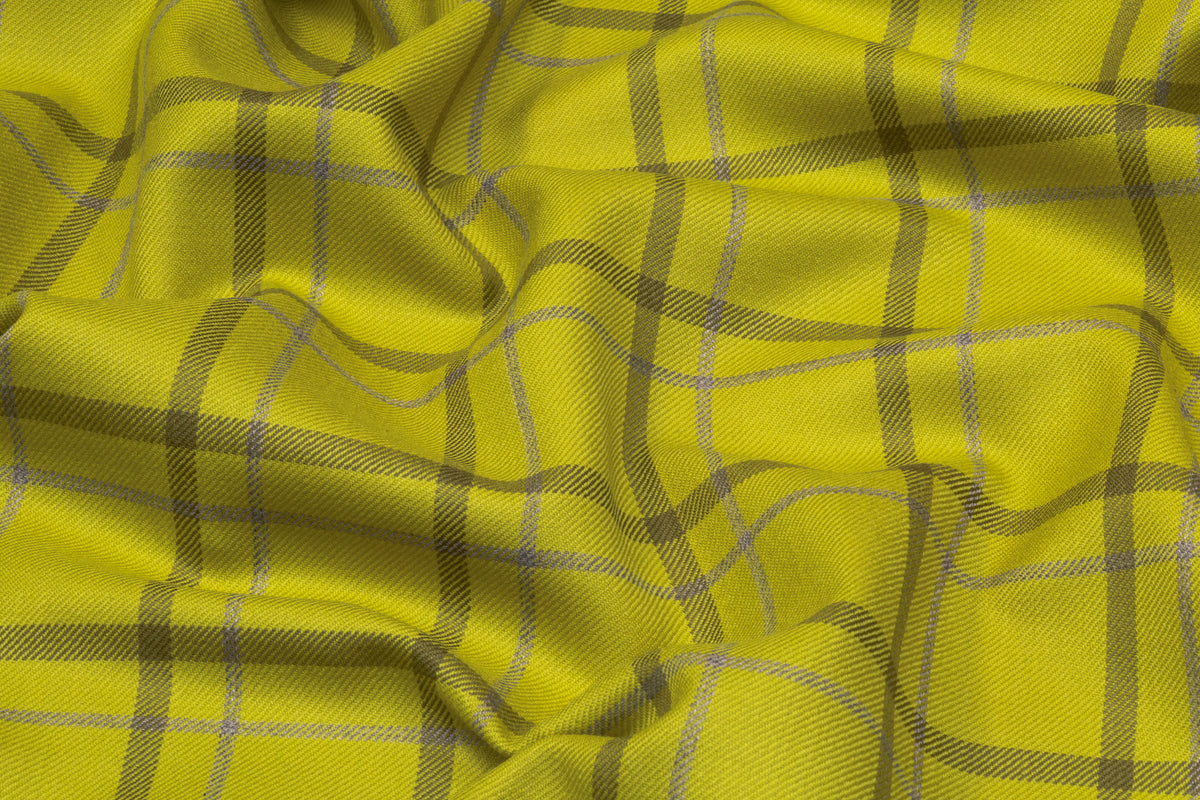 Tartan Italian Wool Suiting - Chartreuse Green