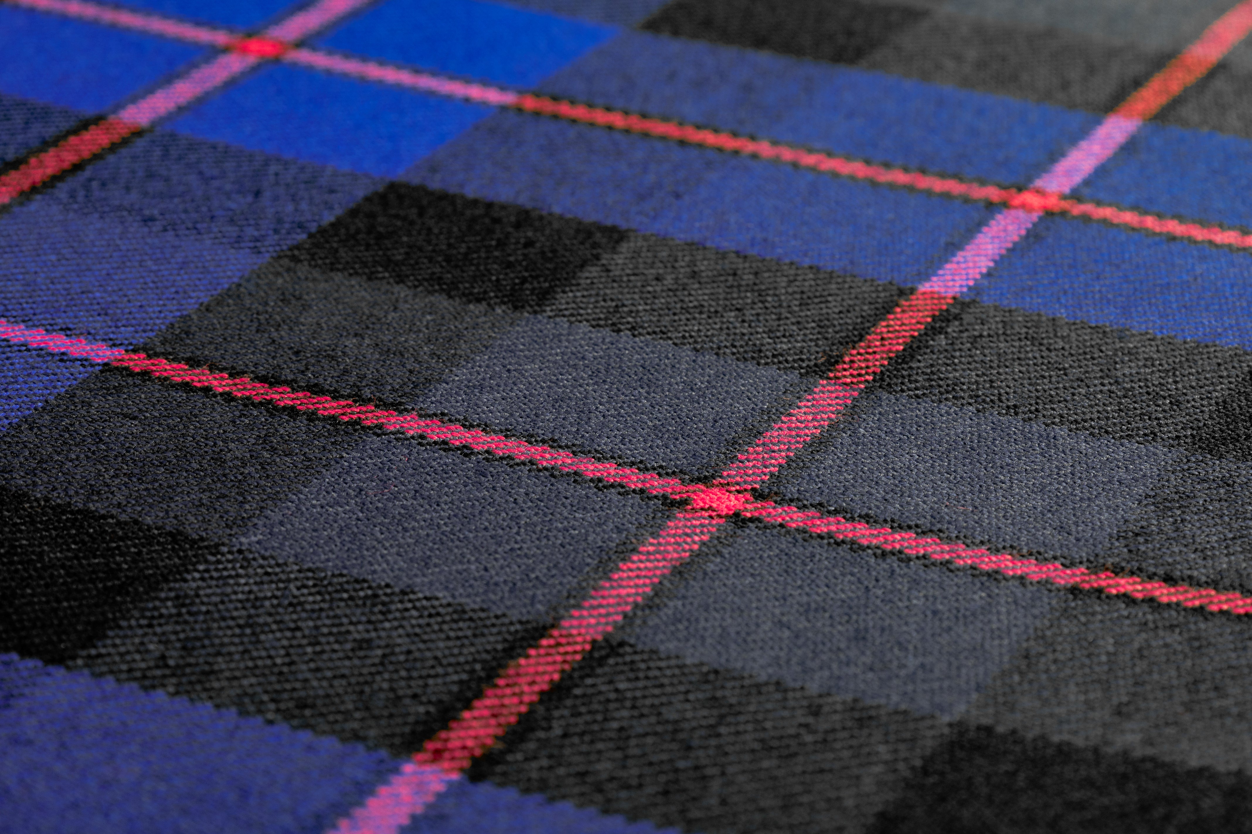 Checked Italian Wool - Blue / Black / Pink