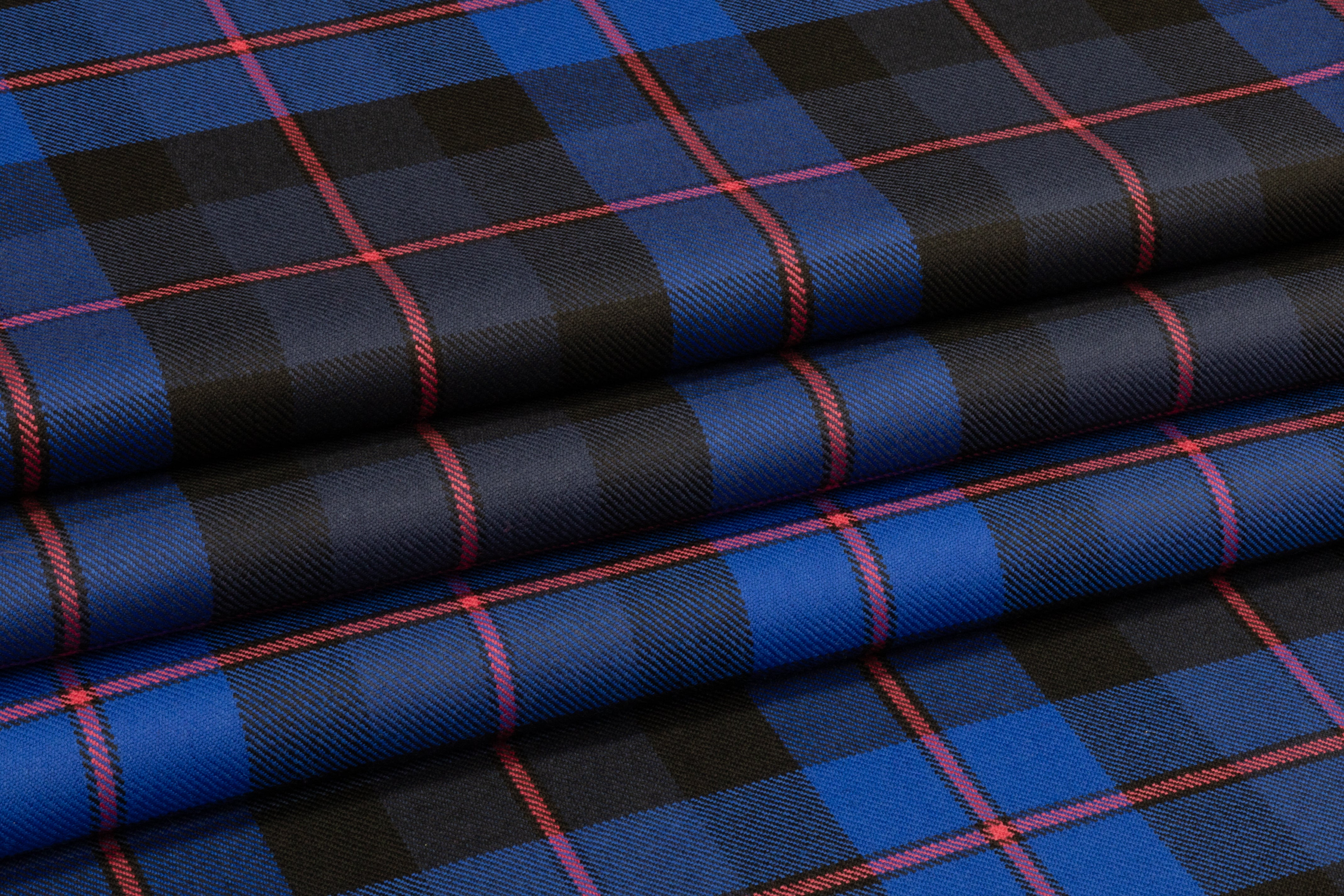 Checked Italian Wool - Blue / Black / Pink