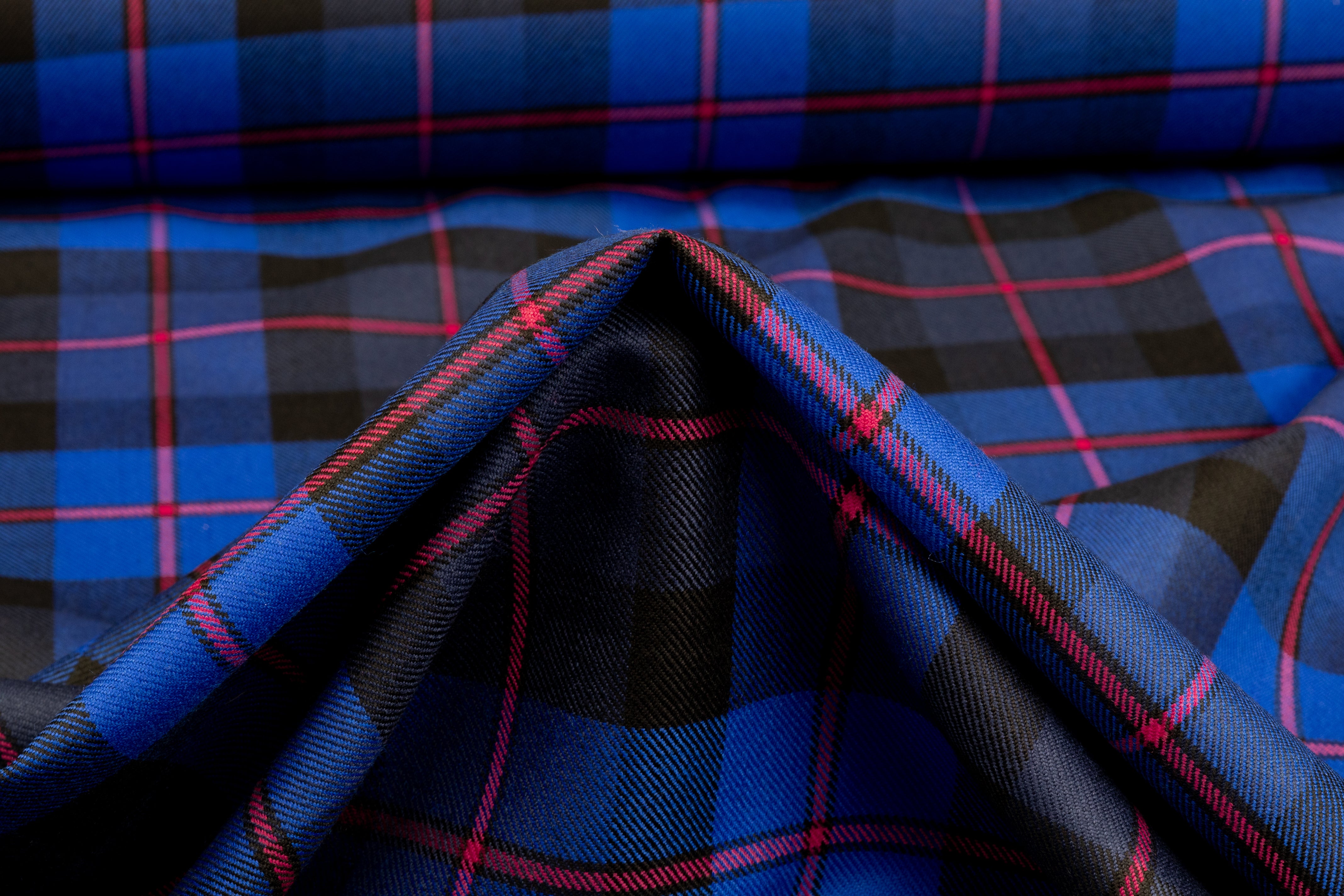 Checked Italian Wool - Blue / Black / Pink