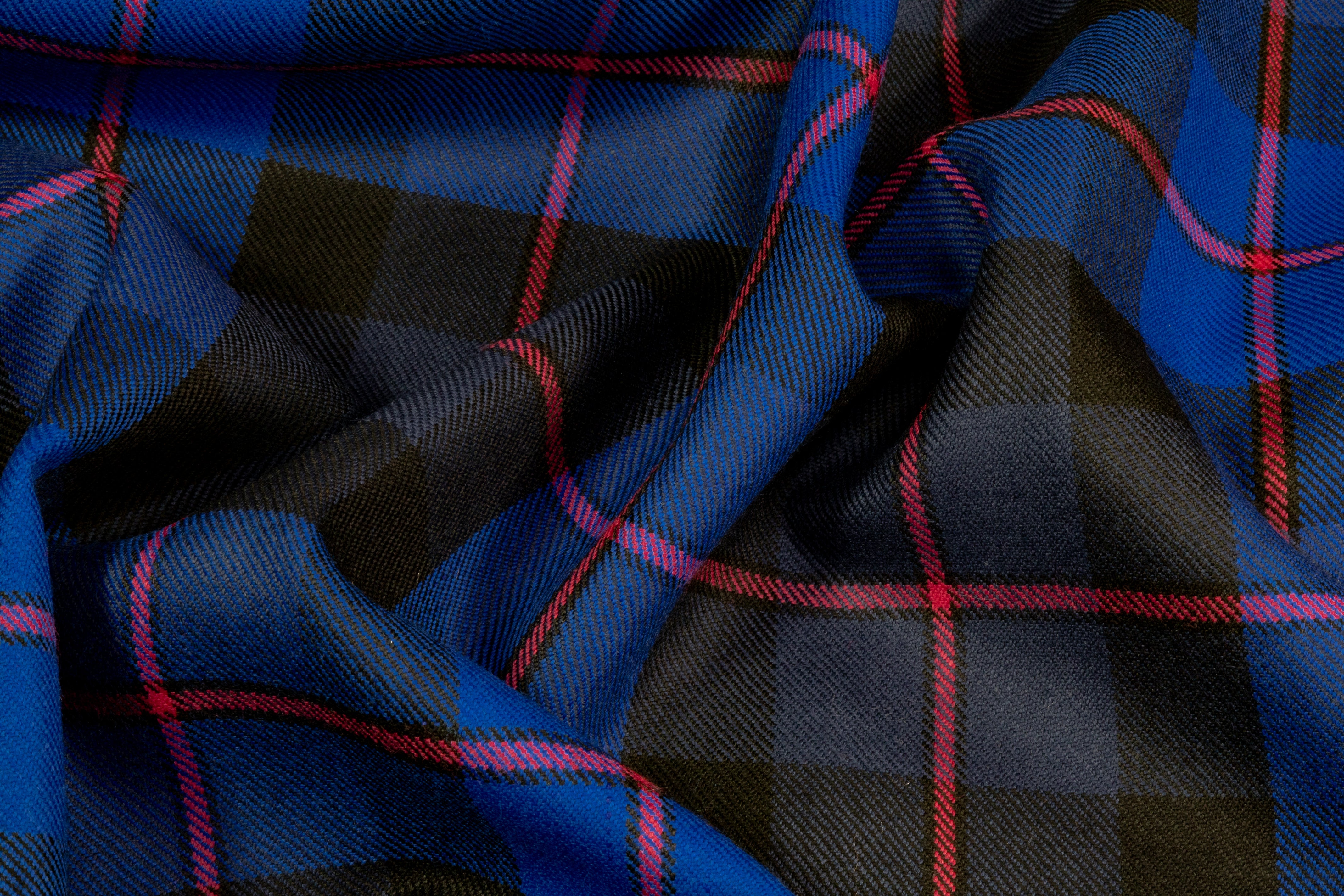 Checked Italian Wool - Blue / Black / Pink