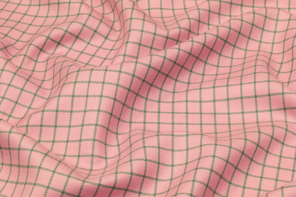 Checked Italian Wool Suiting - Pink / Green