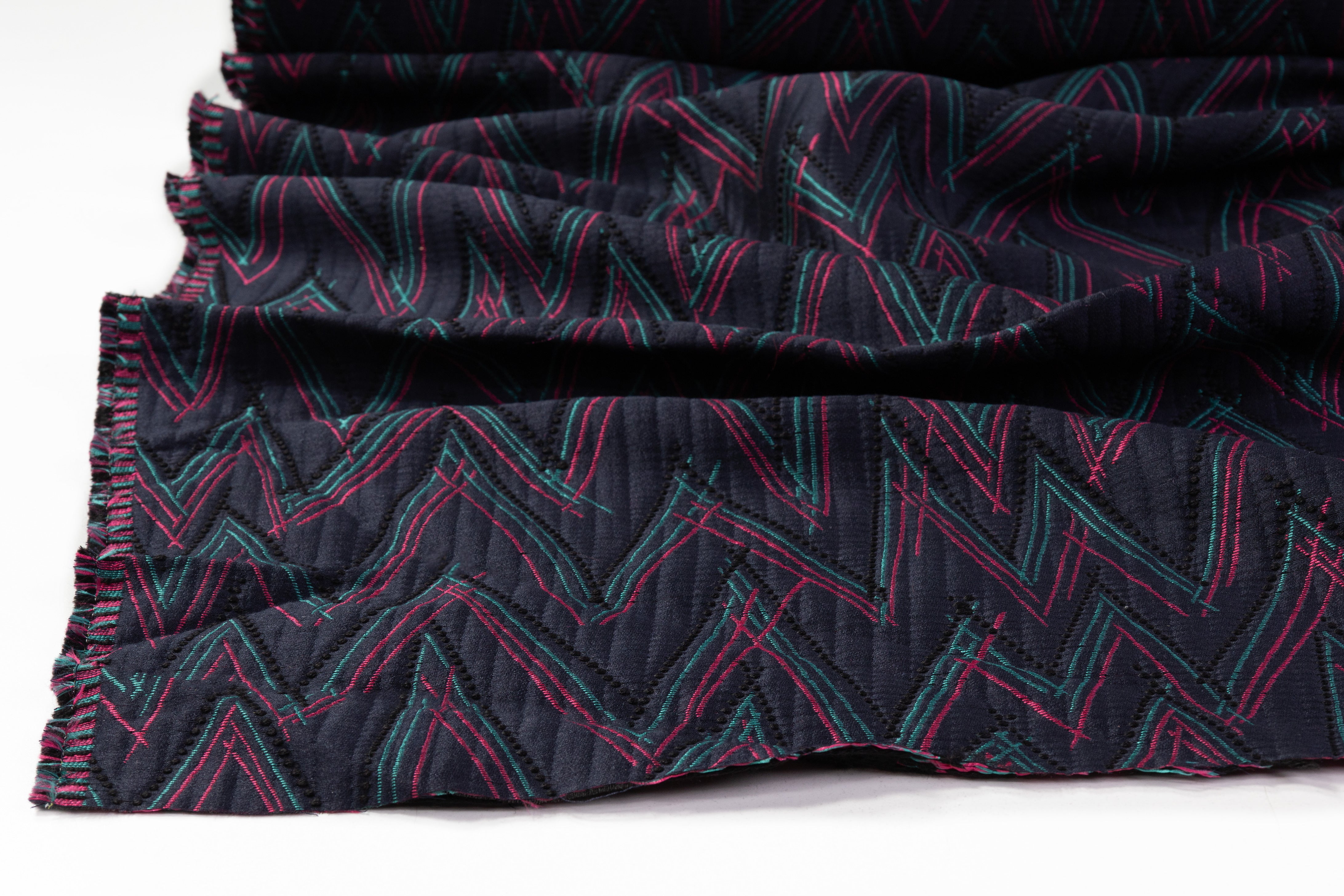Chevron Italian Brocade - Blue / Green / Pink / Black