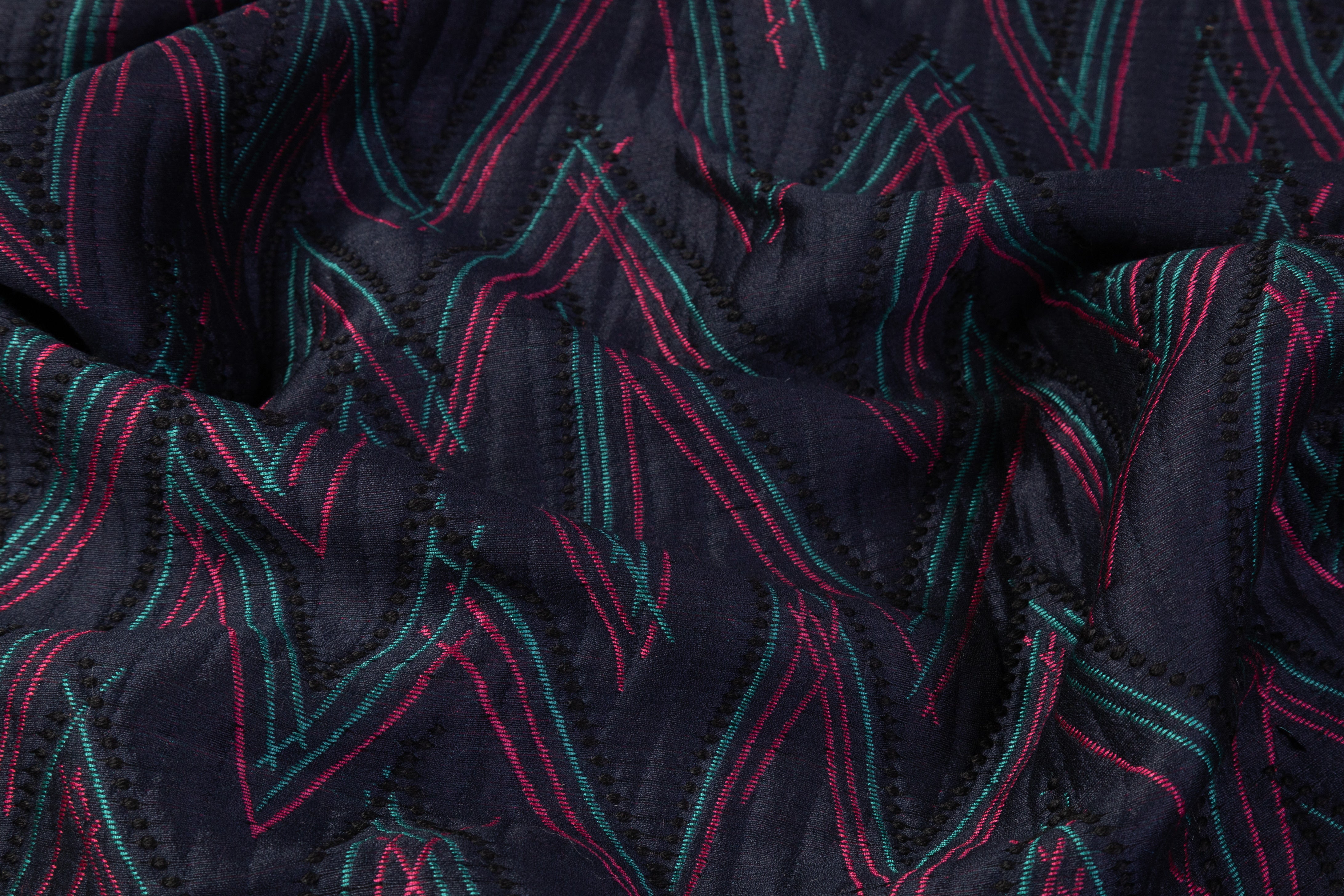 Chevron Italian Brocade - Blue / Green / Pink / Black