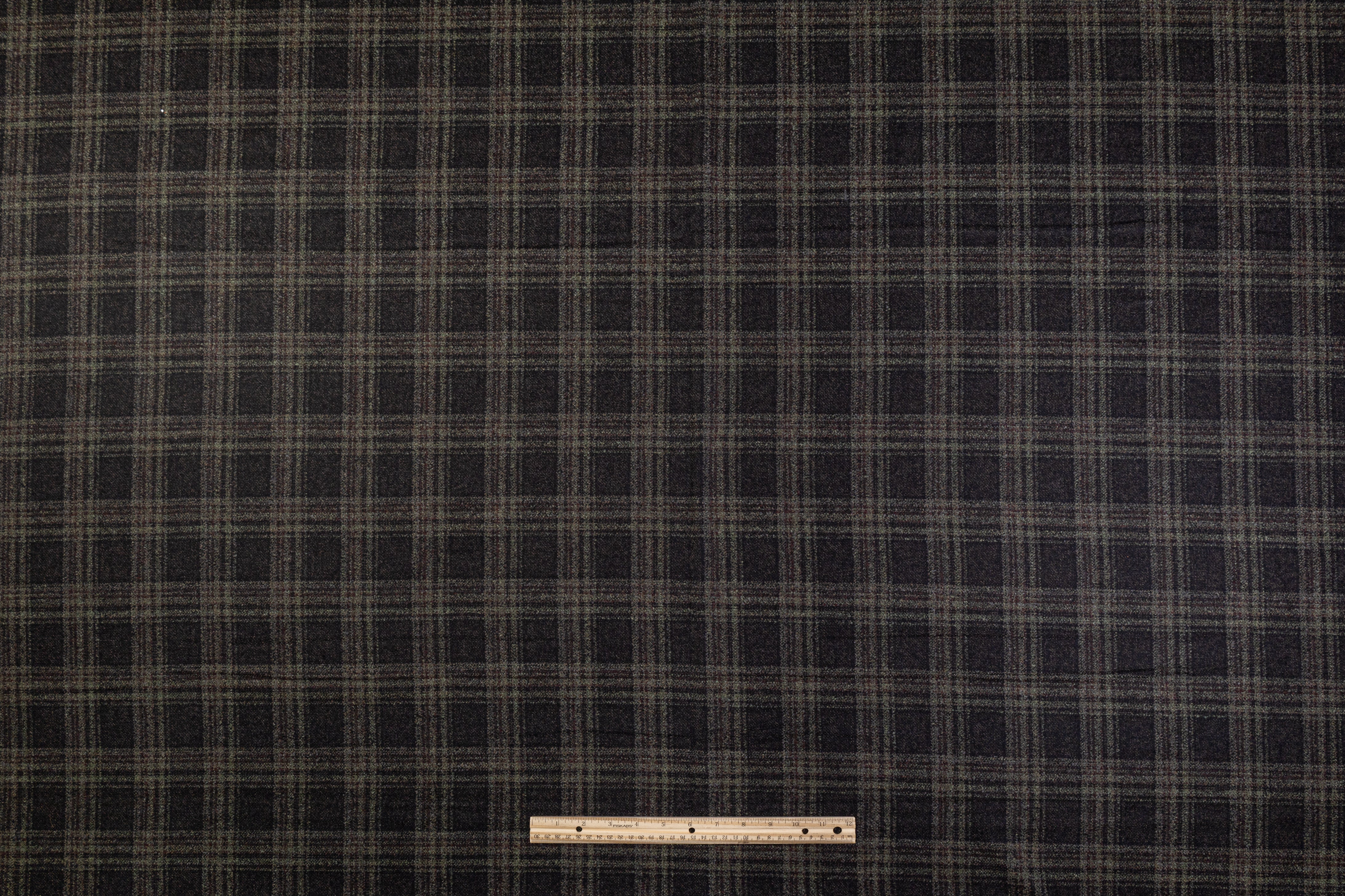 Checked Italian Wool Tweed - Green / Black / Burgundy / Brown