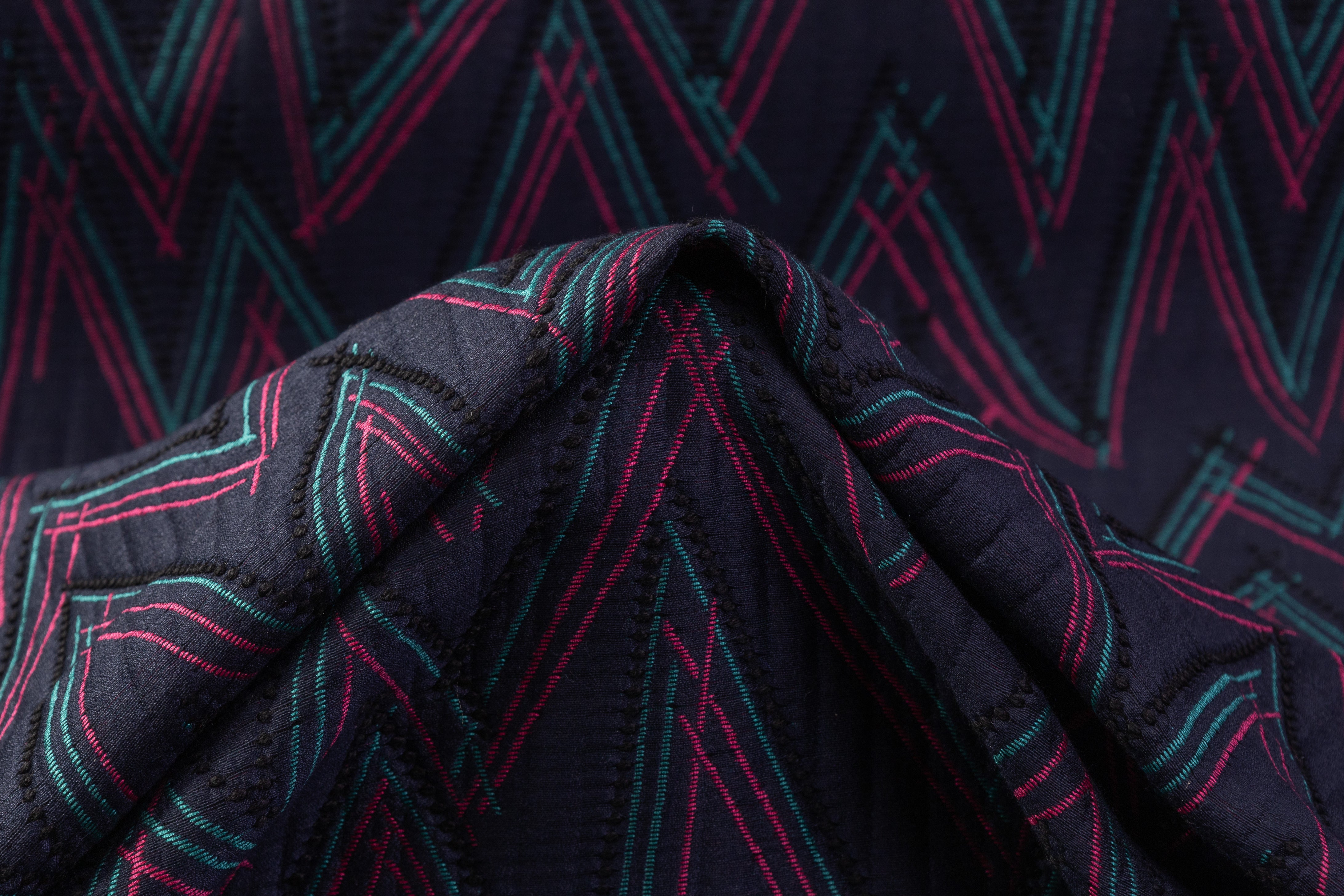 Chevron Italian Brocade - Blue / Green / Pink / Black